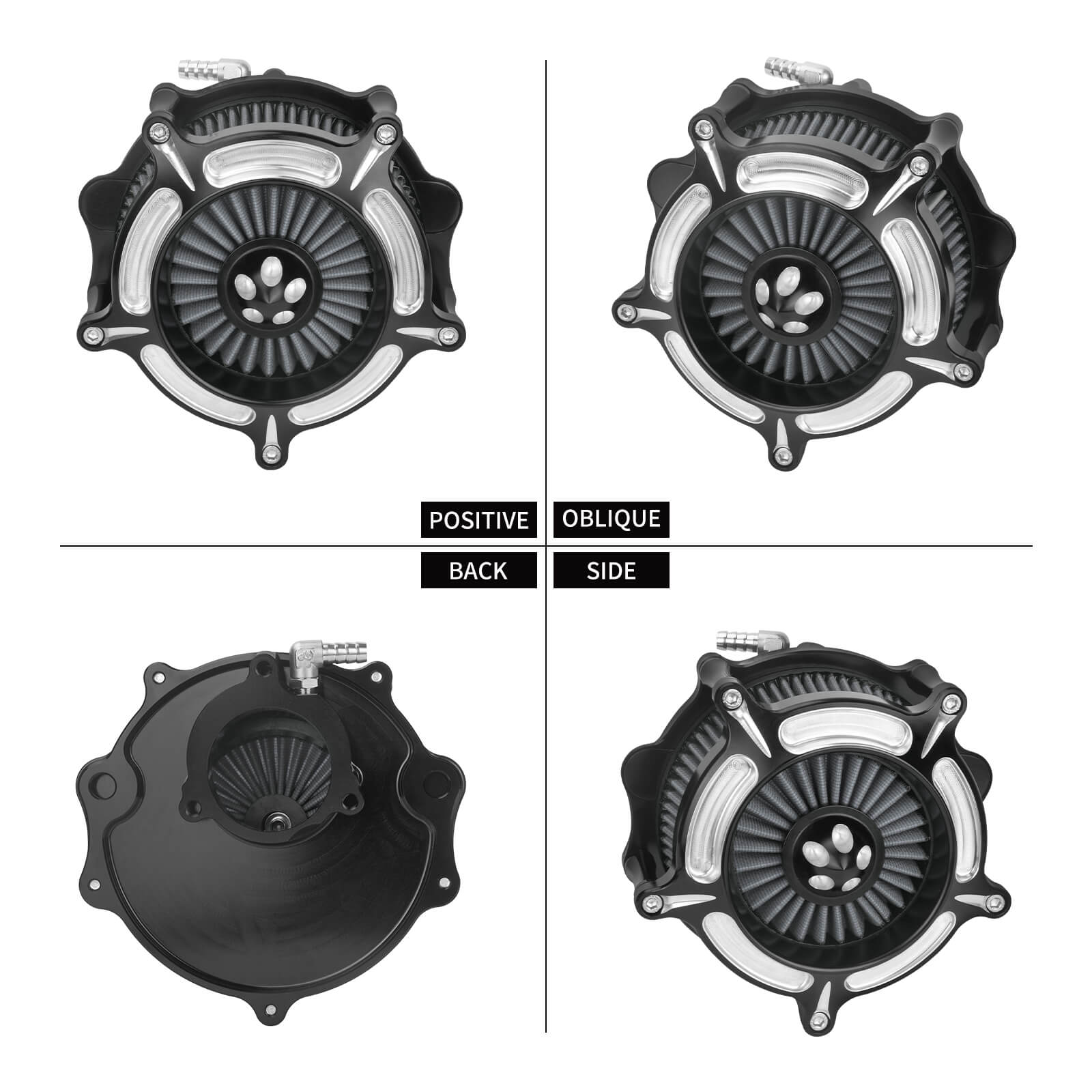 AF000605 mactions High-Flow CNC Air Intake Cleaner Filter System for Harley cvo - grey intake