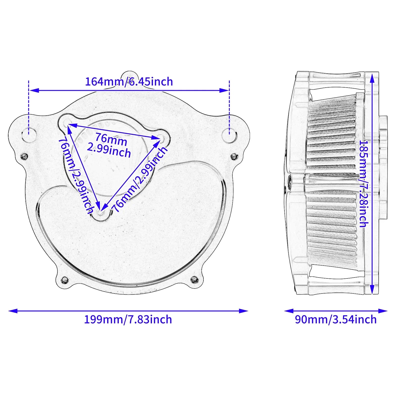 AF000705 mactions Air Cleaner Filter For Harley softail size