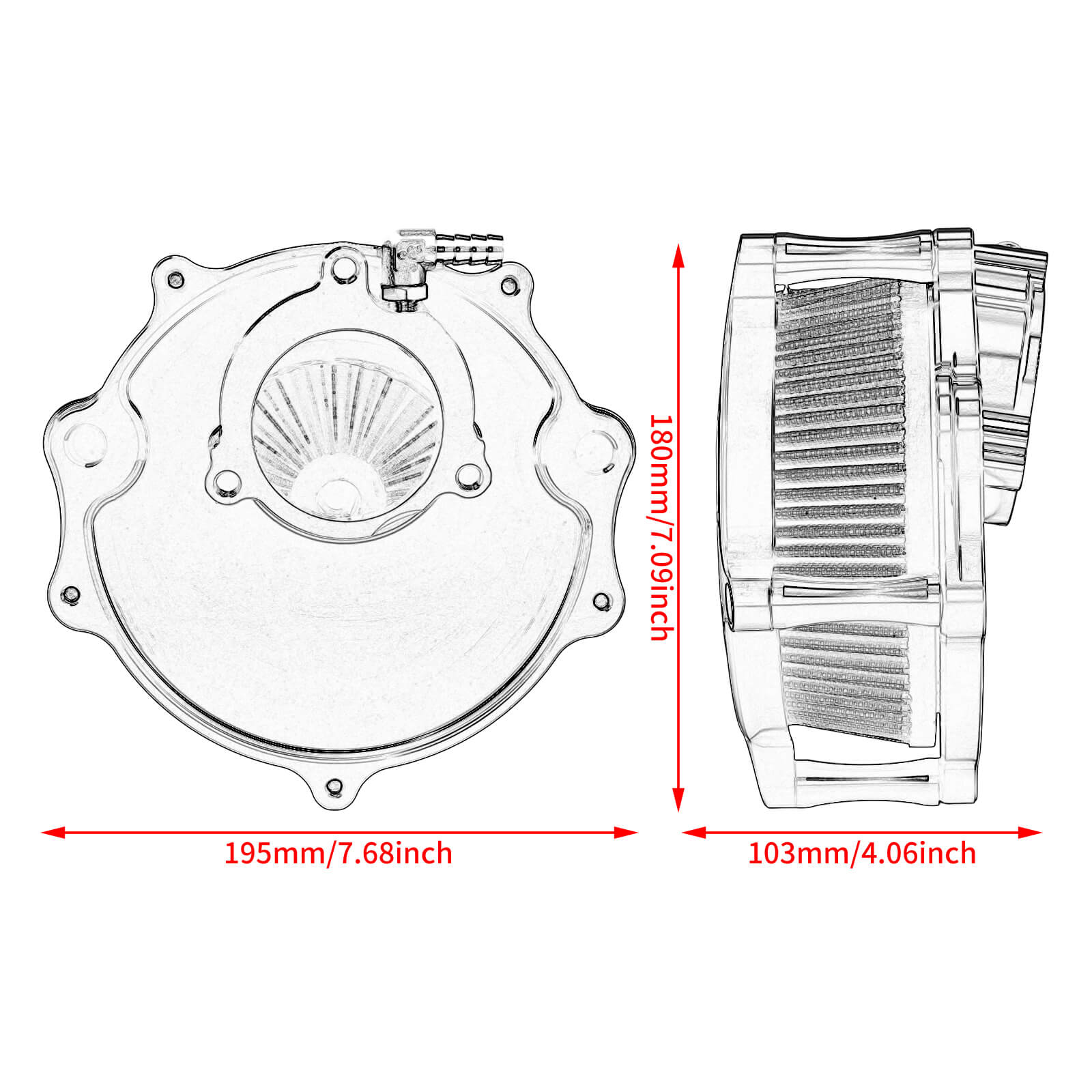 AF001006 mactions High-Flow Performance Air Cleaner Blue filter Intake - size