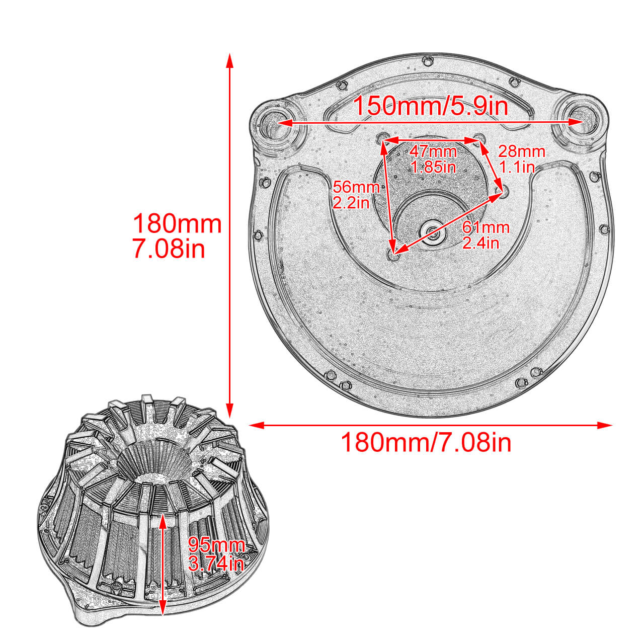 CNC Air Cleaner Grey Intake Kit Fit Harley Dyna '00-'17 Softail '00-'15 Touring '00-'07 | Mactions