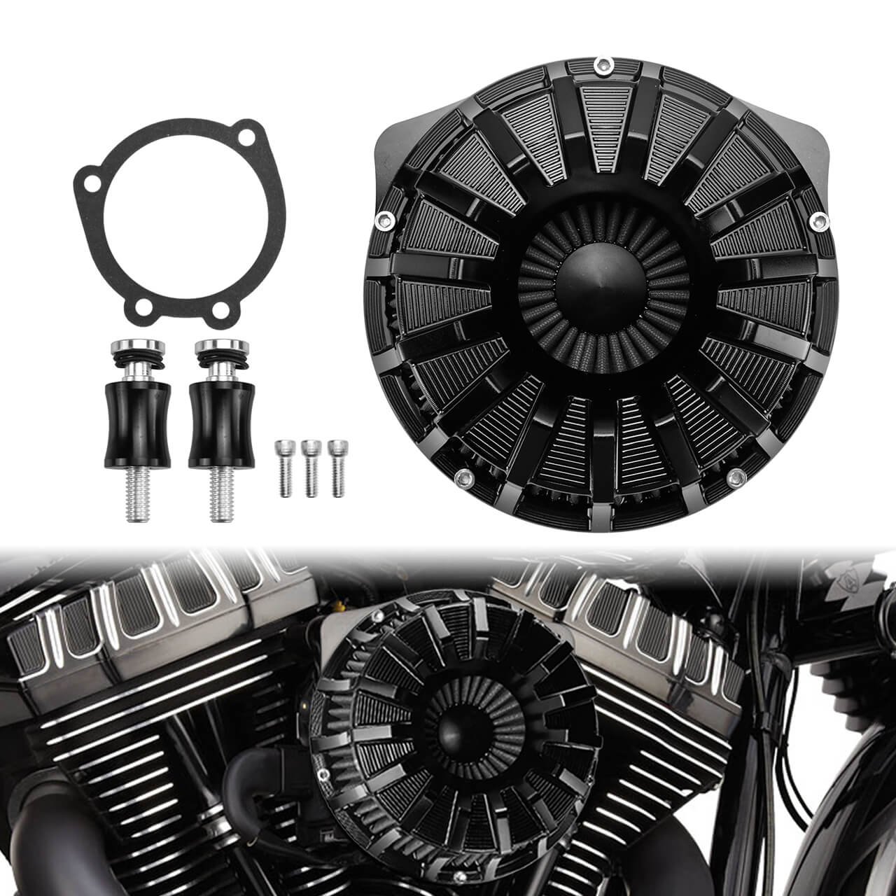 CNC Air Cleaner Grey Intake Kit Fit Harley Dyna '00-'17 Softail '00-'15 Touring '00-'07 | Mactions