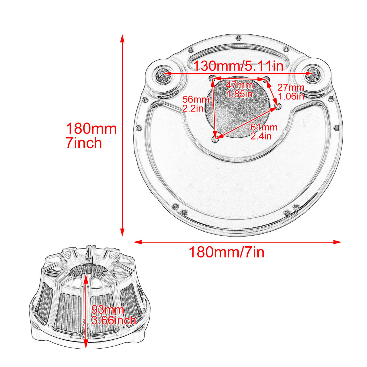 10 Streak Air Cleaner Intake Filter Fit Harley Sportster 2004-2022 | Mactions