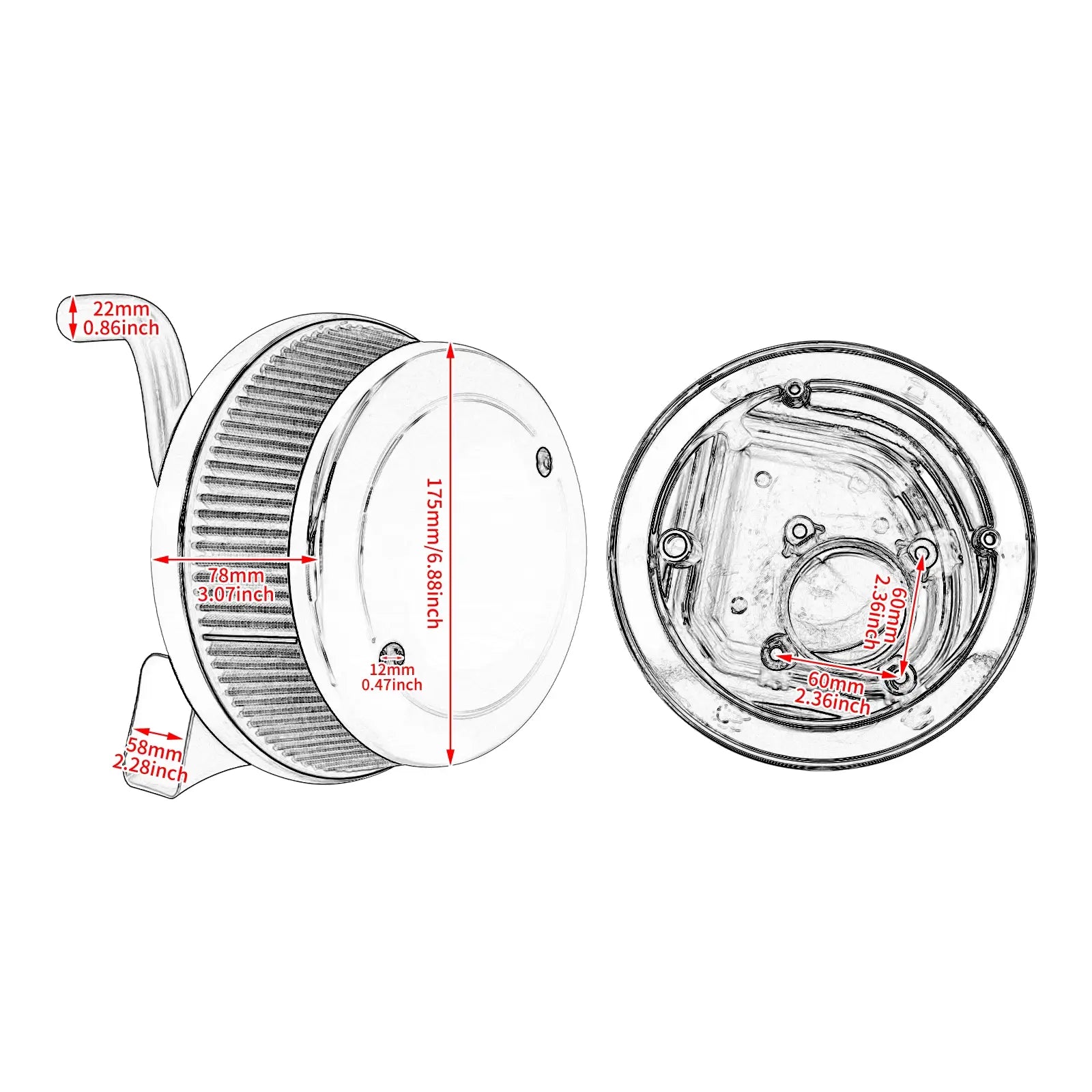 AF008002 mactions High Flow Air Cleaner Filter For Indian chief size