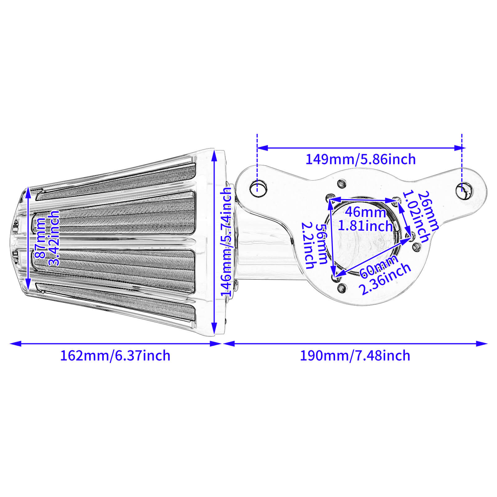 Mactions Air Filter Kit Suitable for Harley Dyna/FXR Models