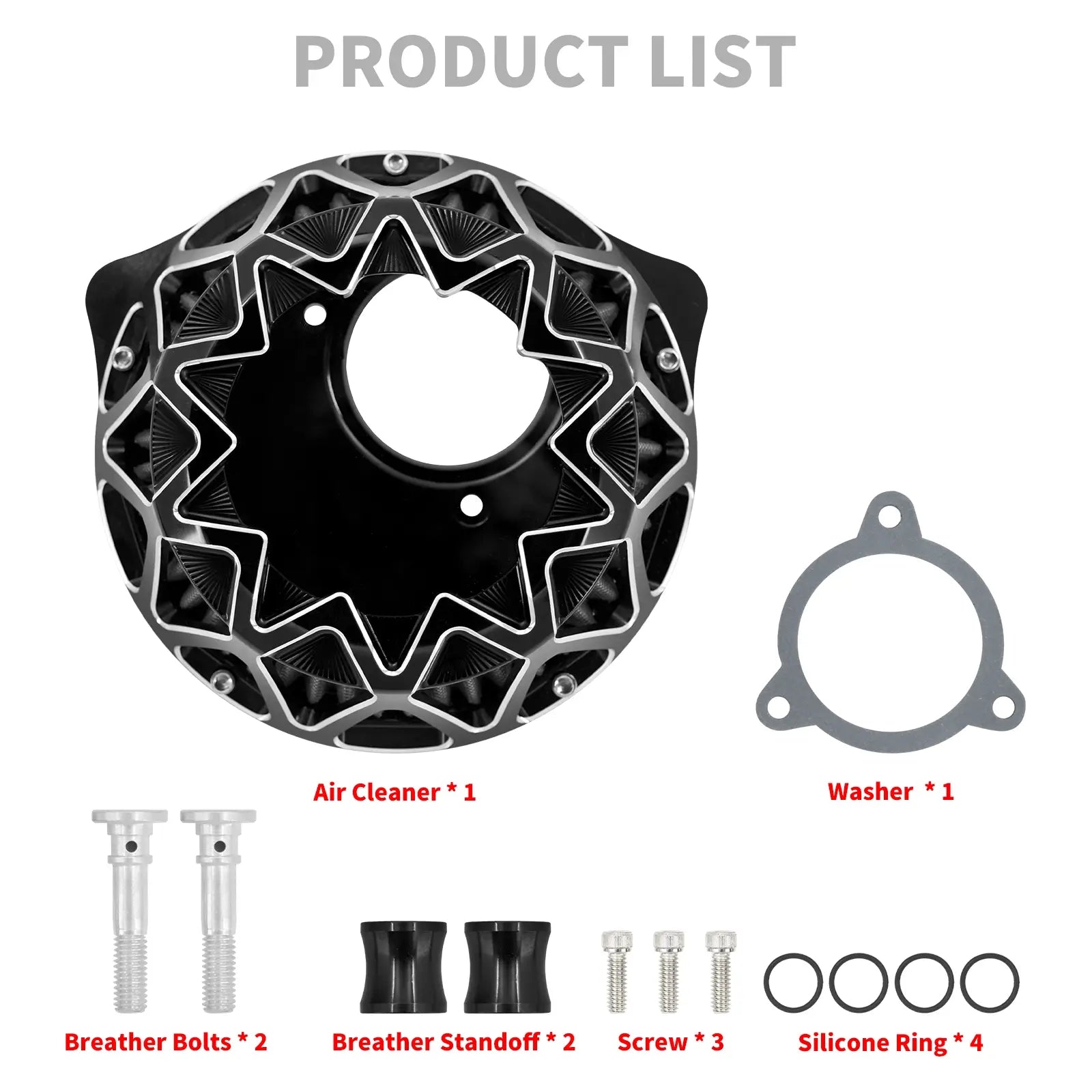 AF008404 mactions CNC Star Air Filter Cleaner Gray Intake For Harley softail list