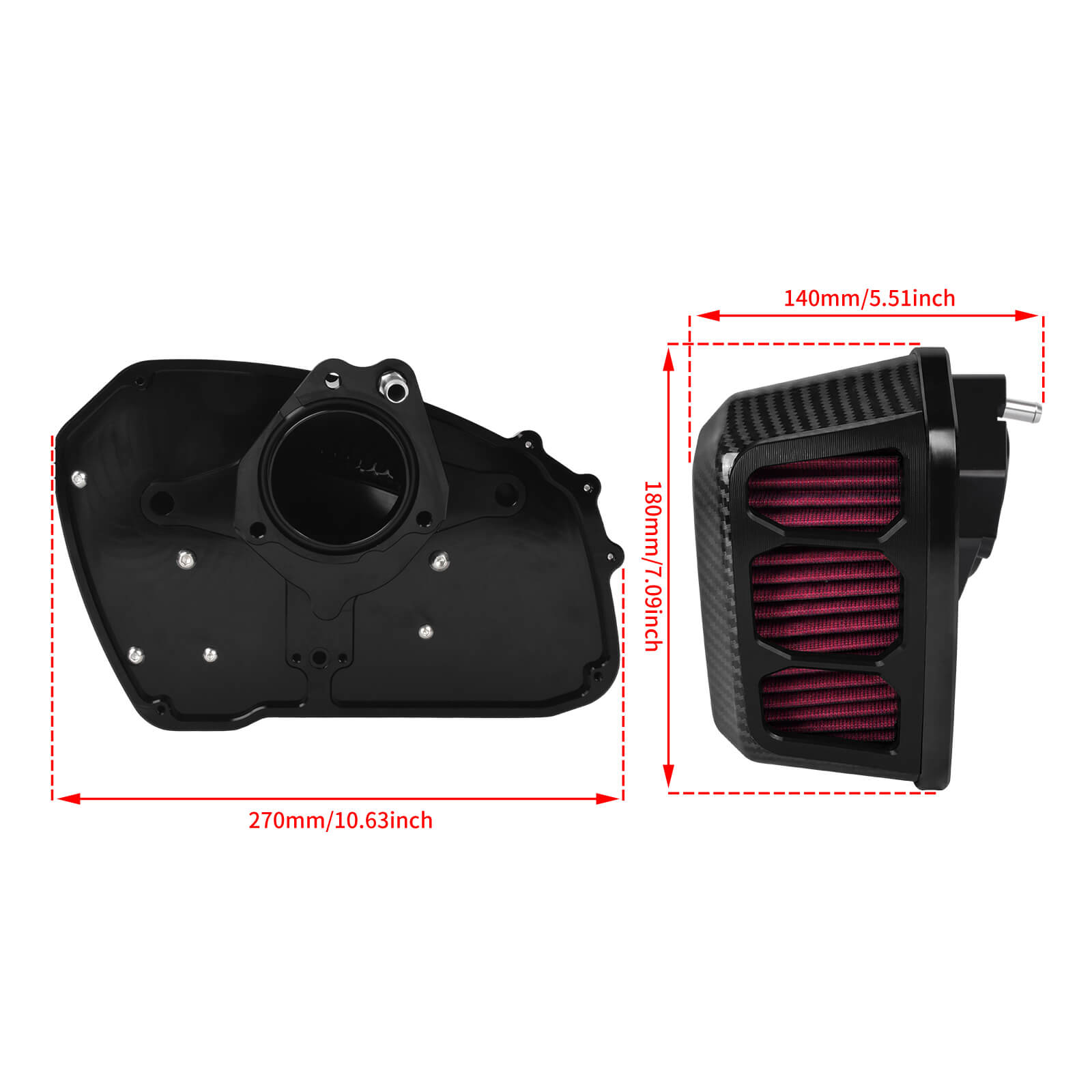 AF009705 mactions M8 Air Cleaner Intake Filter w/ Carbon Fiber Pattern for Harley touring 2024 - size