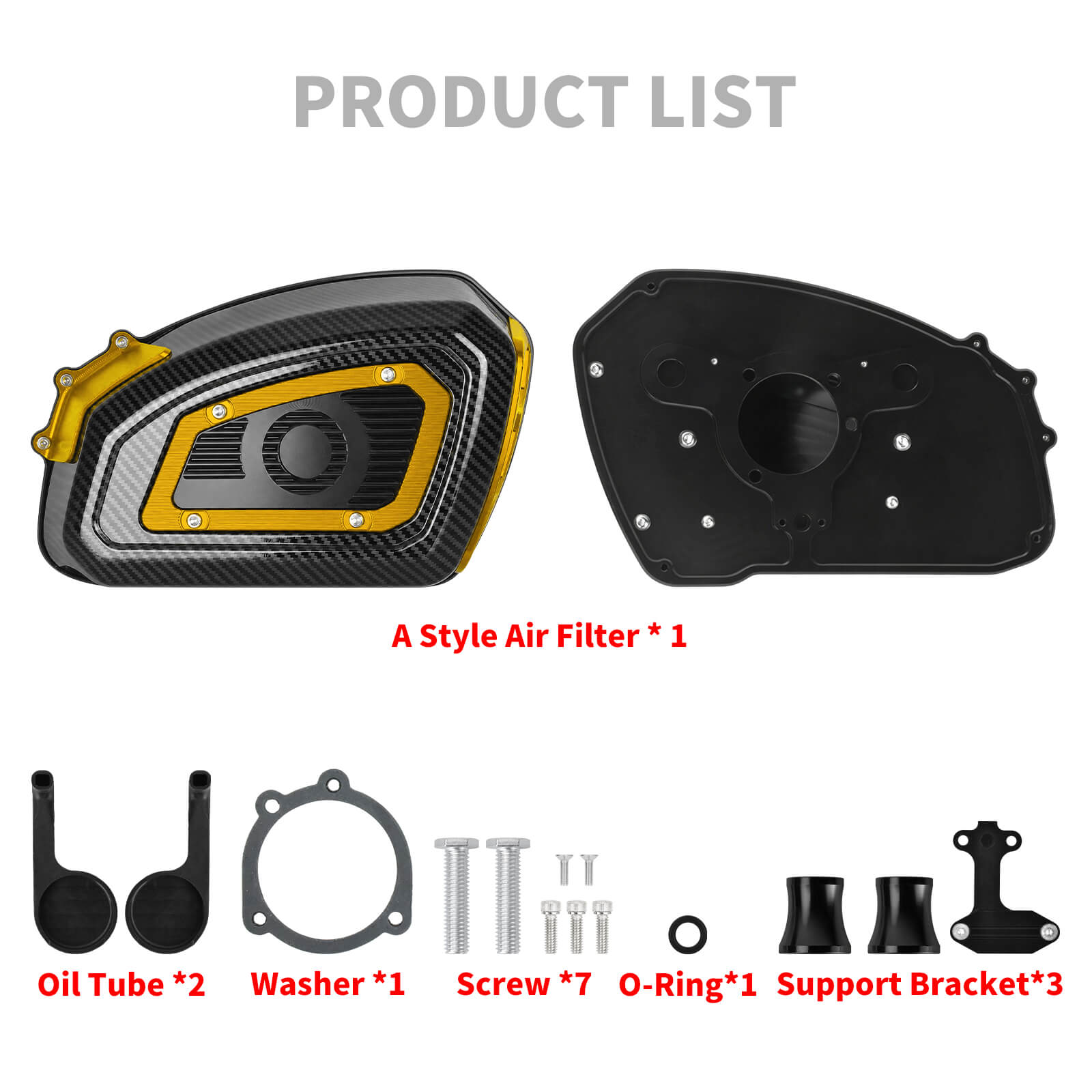 AF009706 mactions Carbon Look Air Cleaner red intake Filter for Harley Sportster XL '04-'22 - product list