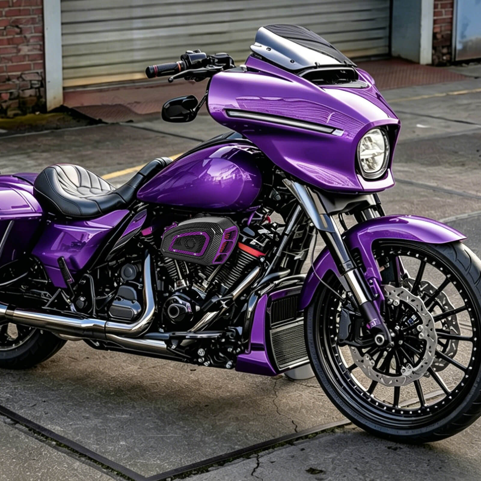 AF009710 mactions M8 Air Cleaner Intake Filter w/ Carbon Fiber Pattern for Harley '23 - purple