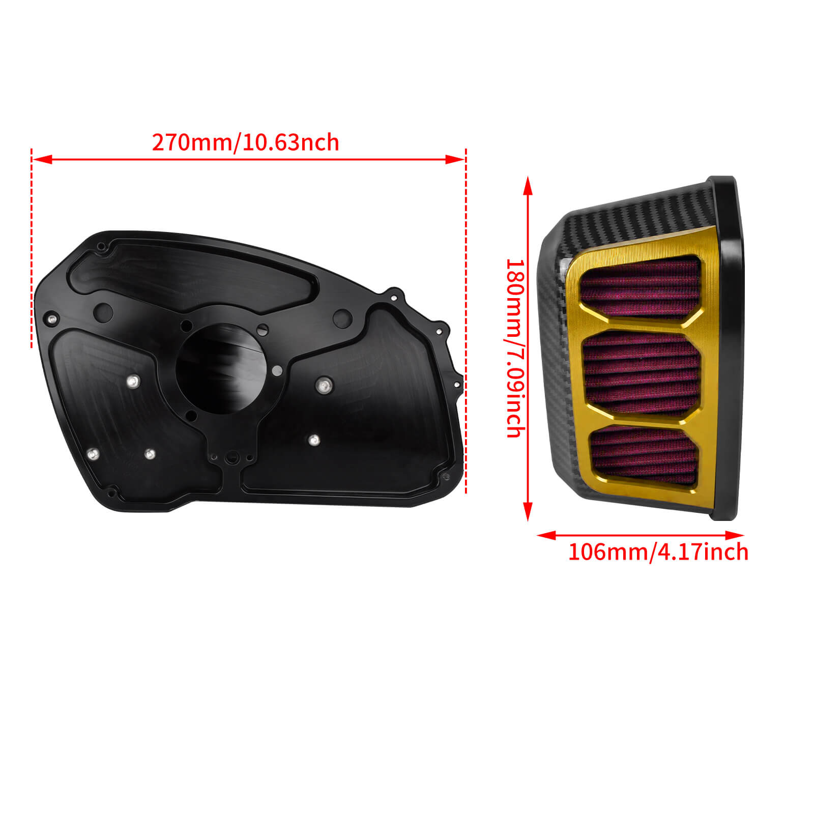 AF009712 Mactions Carbon Fiber Look Air Cleaner Intake Filter Fit Harley softail 2014 - size