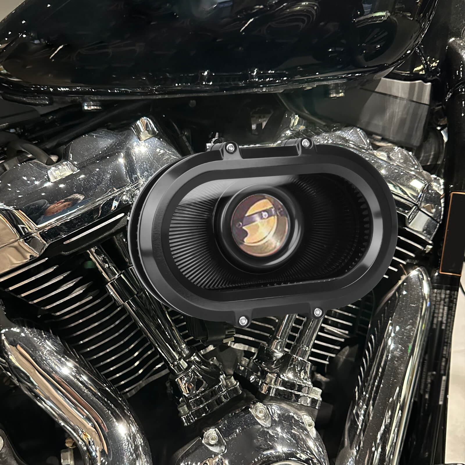AF009801 mactions Air Cleaner Intake Breather for harley cvo road glide black housing