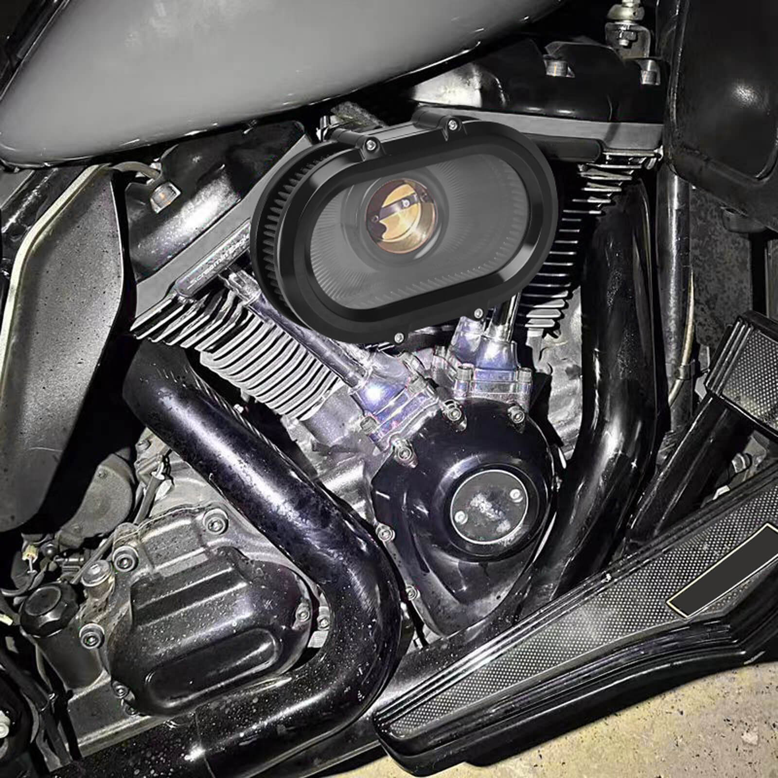 AF009801 mactions Air Cleaner Intake Breather for harley touring black housing