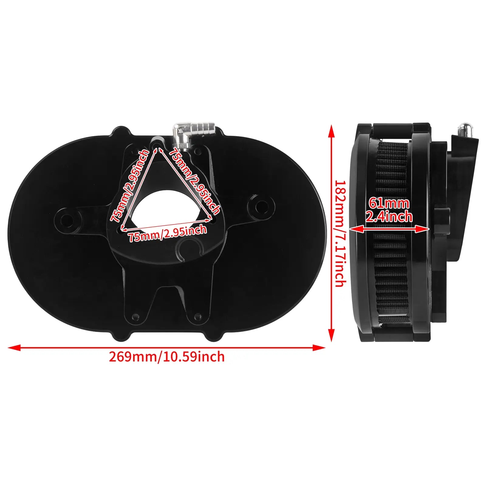 AF009801 mactions motorcycle air cleaner for harley cvo road glide - size
