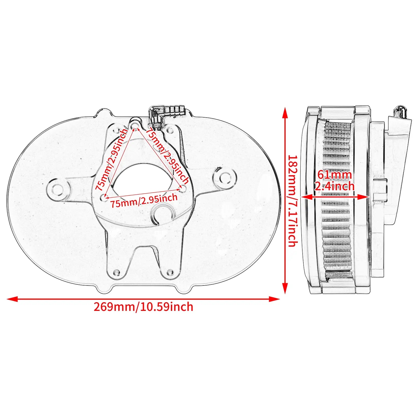 AF009804 mactions Air Cleaner Grey Intake System for Harley touring cvo - size