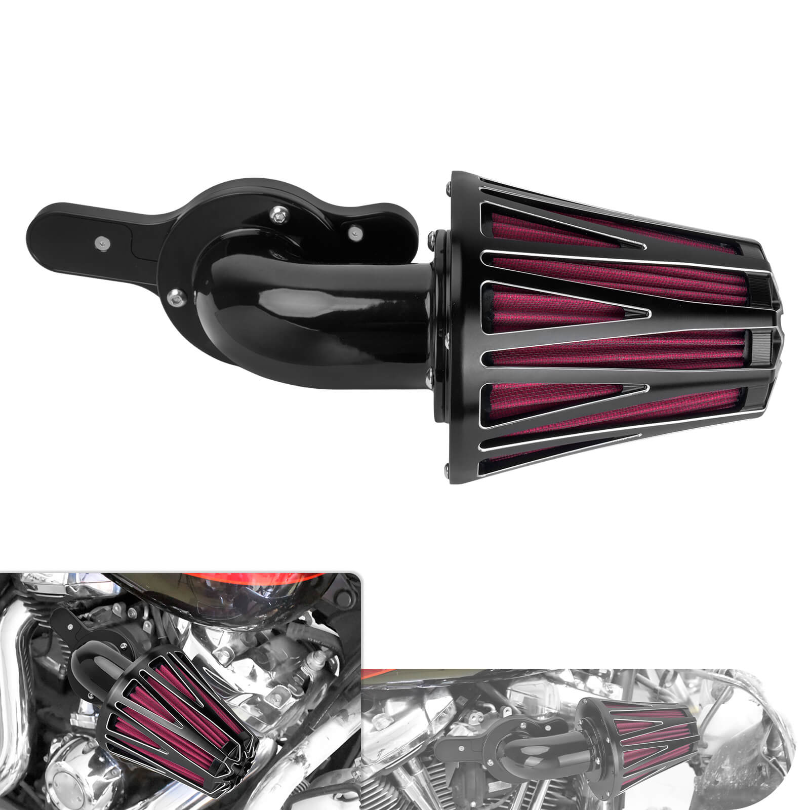 CNC Gauge Air Cleaner Filter Element Intake Fit Harley M8 FL 2018-2025 | Mactions