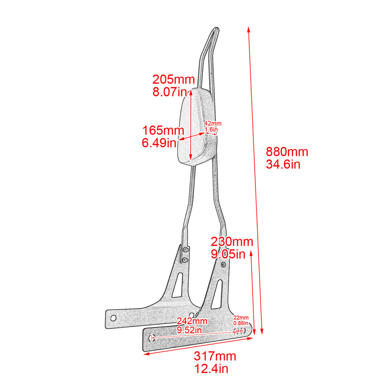 Detachable Passenger Backrest Sissy Bar for Harley Dyna 2006-2016 | Mactions