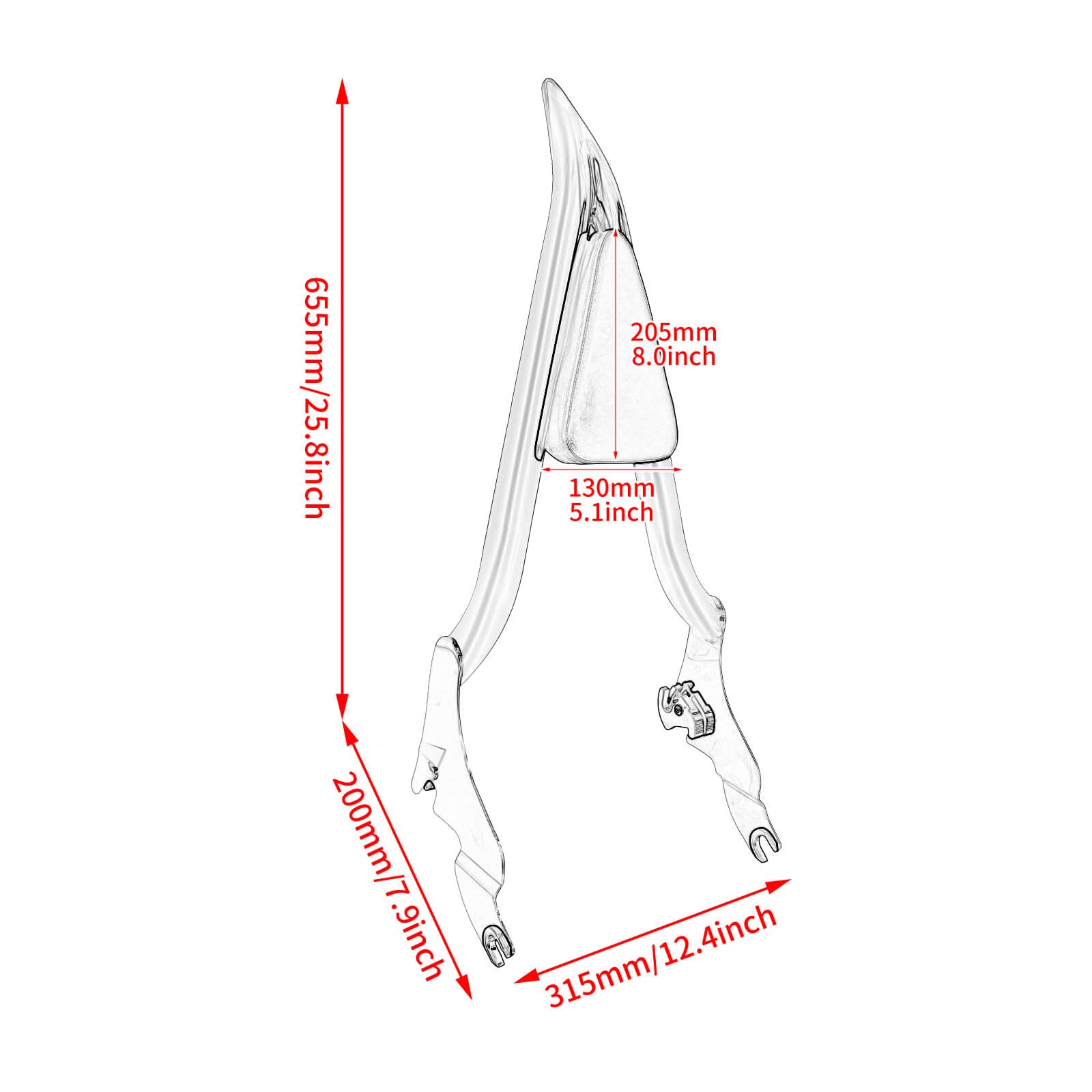 22" Detachable Passenger Backrest Sissy Bar For Harley Touring '09-'25 | Mactions