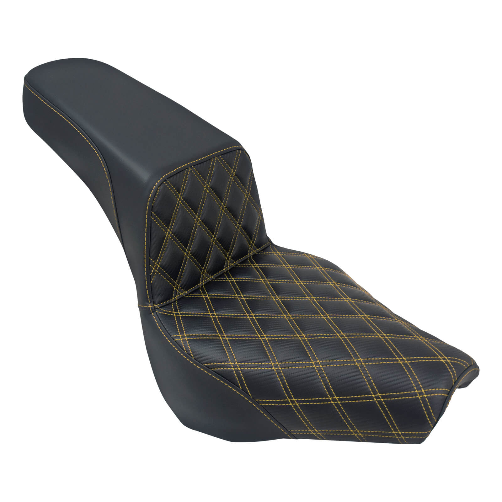 CB012702 mactions Rider Passenger Two-Up Seat for Harley Softail 2018-2025 - Yellow stitching