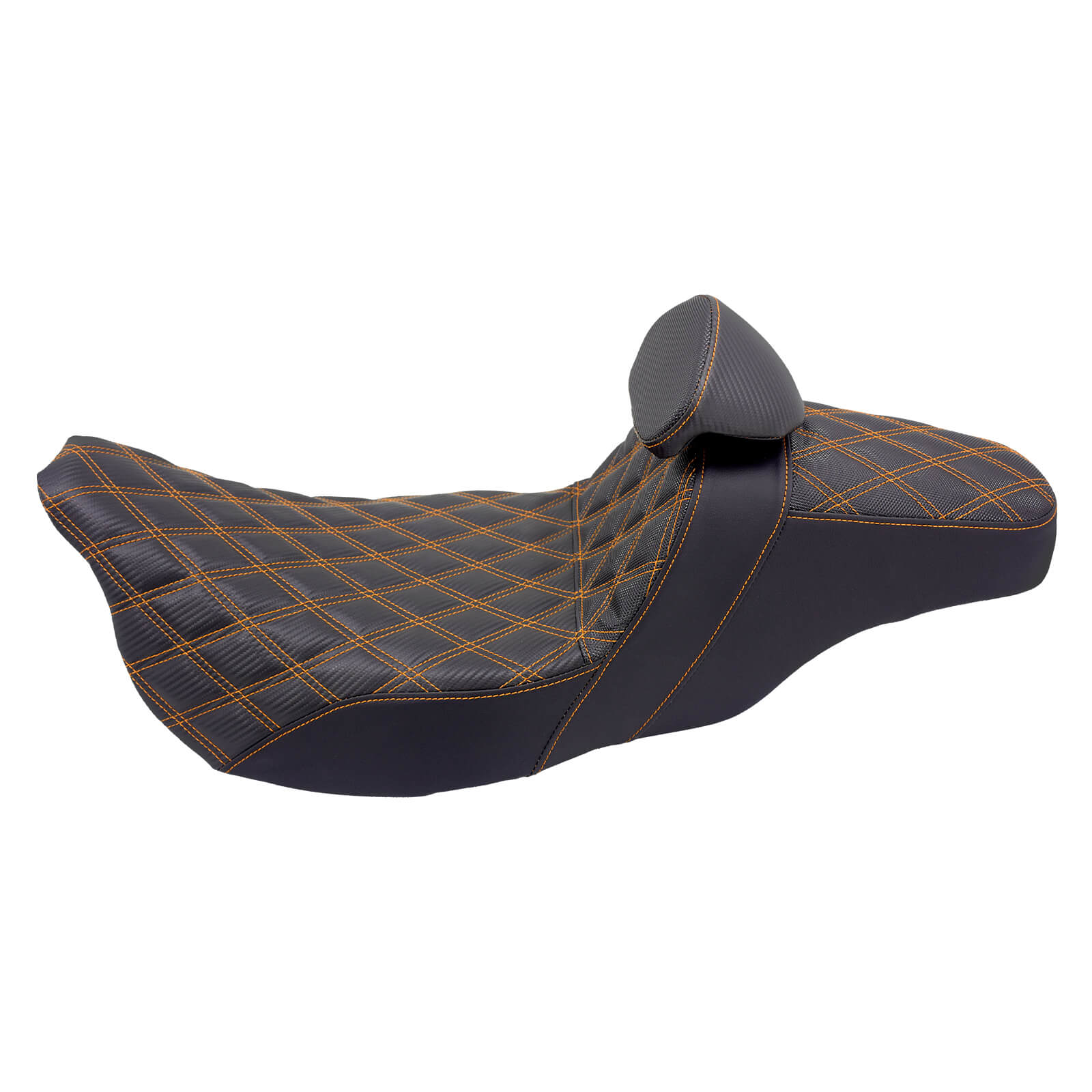 CB013306 mactions Rider Passenger Step Up Seat for Harley touring orange stitching