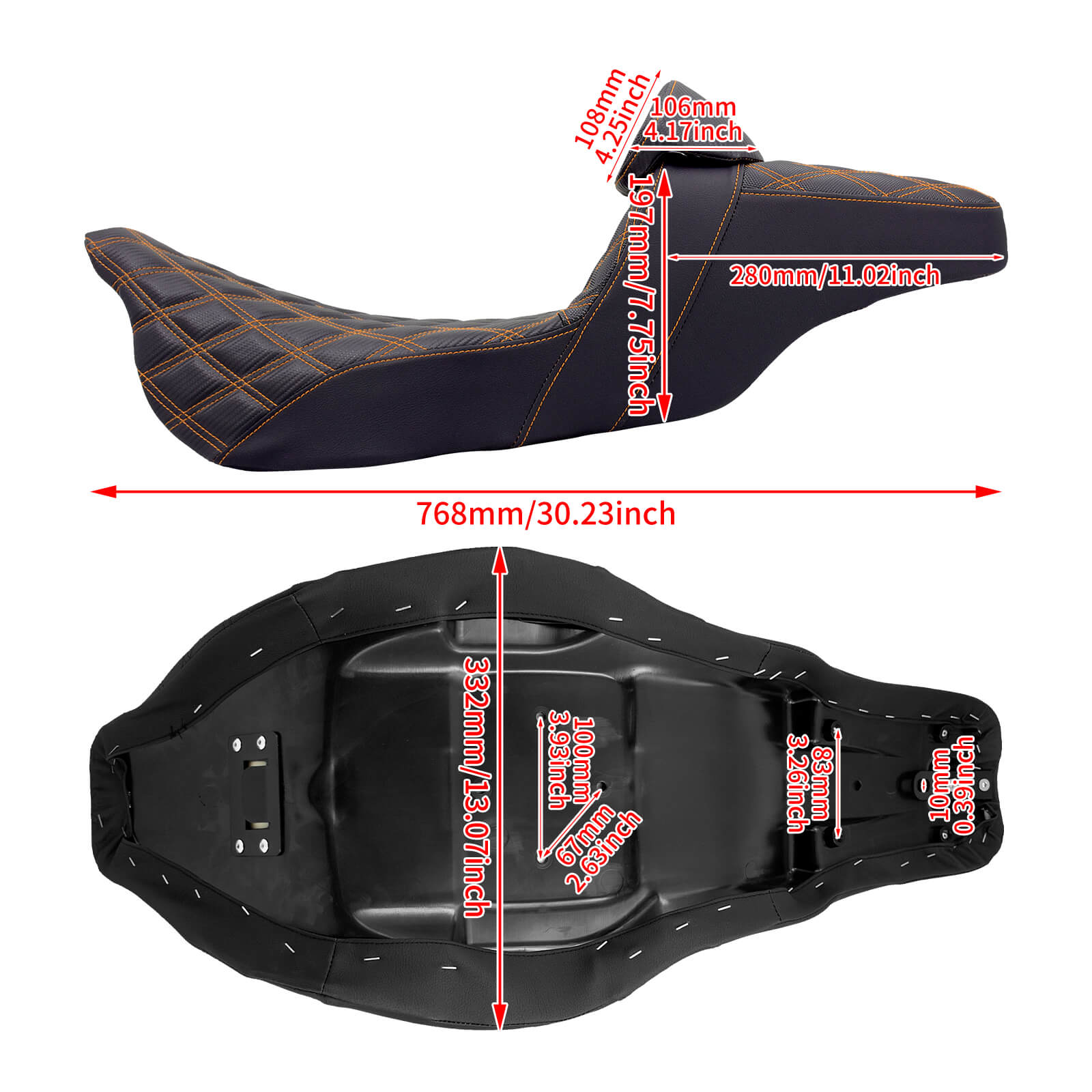 CB013306 mactions Rider Passenger Step Up Seat for Harley touring size