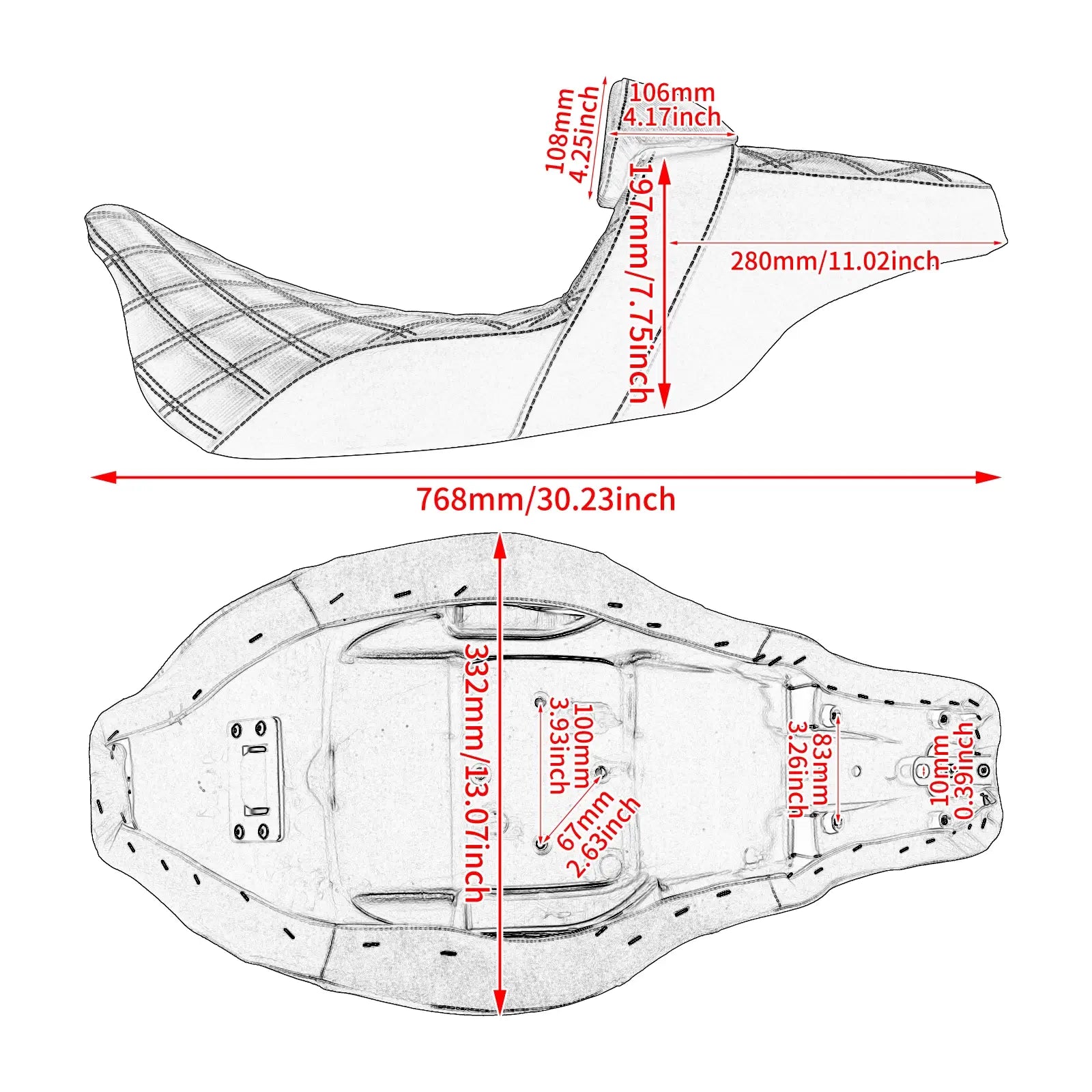 CB013307 mactions Rider & Passenger Step-Up Gel Seat harley green stitching size