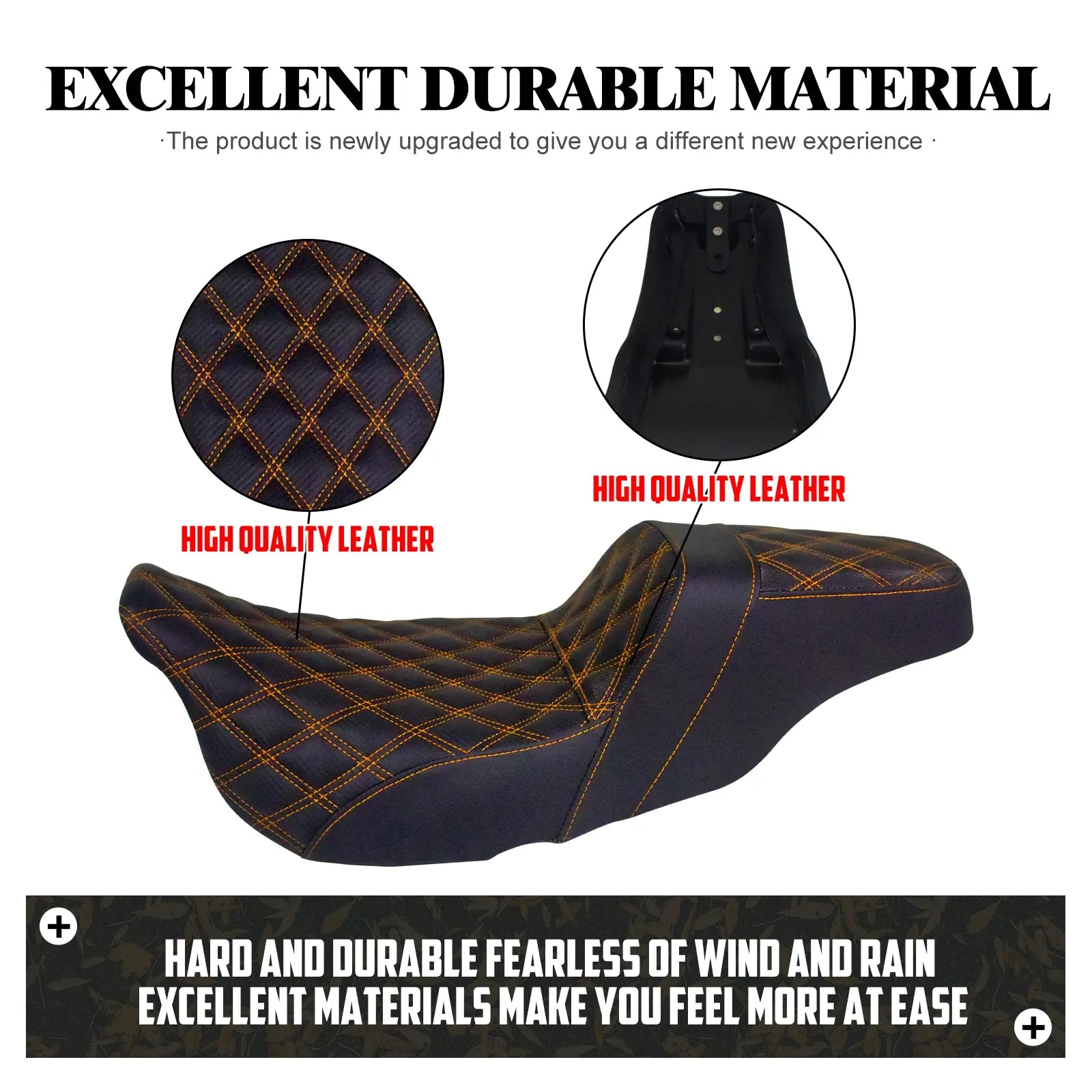 CB013310 mactions rider passenger step up seat for harley orange stitching material