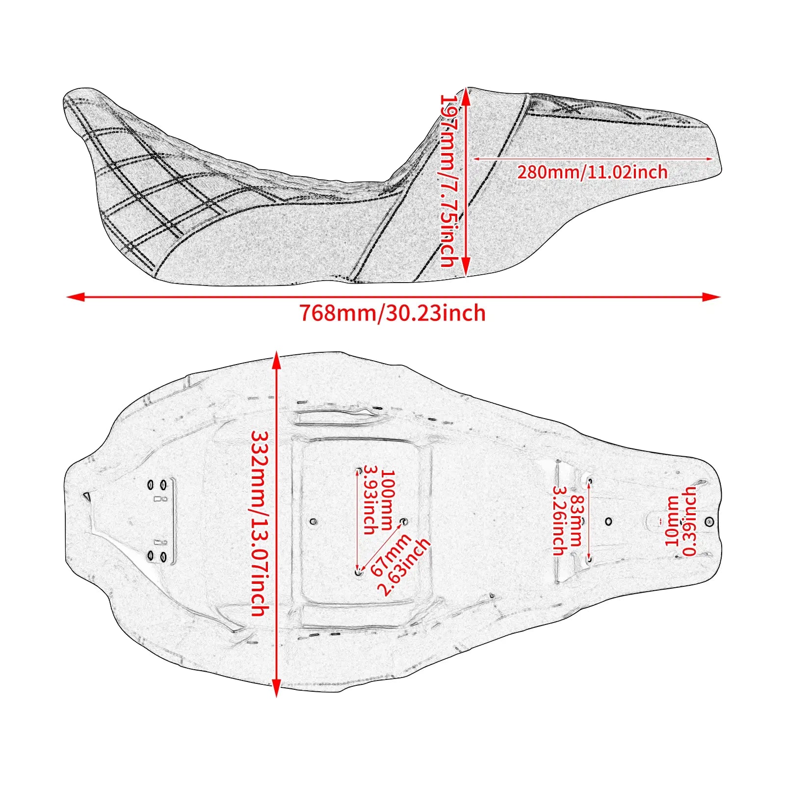 CB013310 mactions rider passenger step up seat for harley orange stitching size