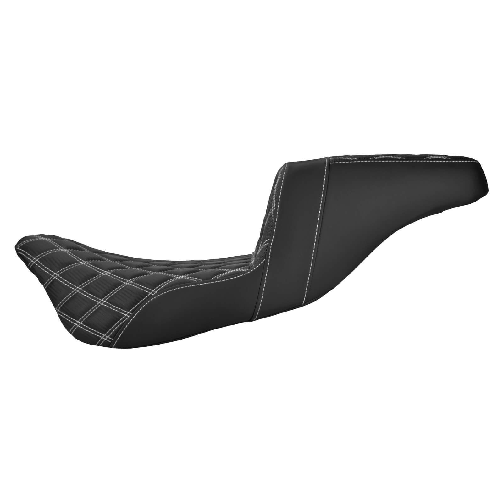 CB013312 mactions Rider Passenger Step Up Seat for Harley Touring '08-'23 white stitching - left
