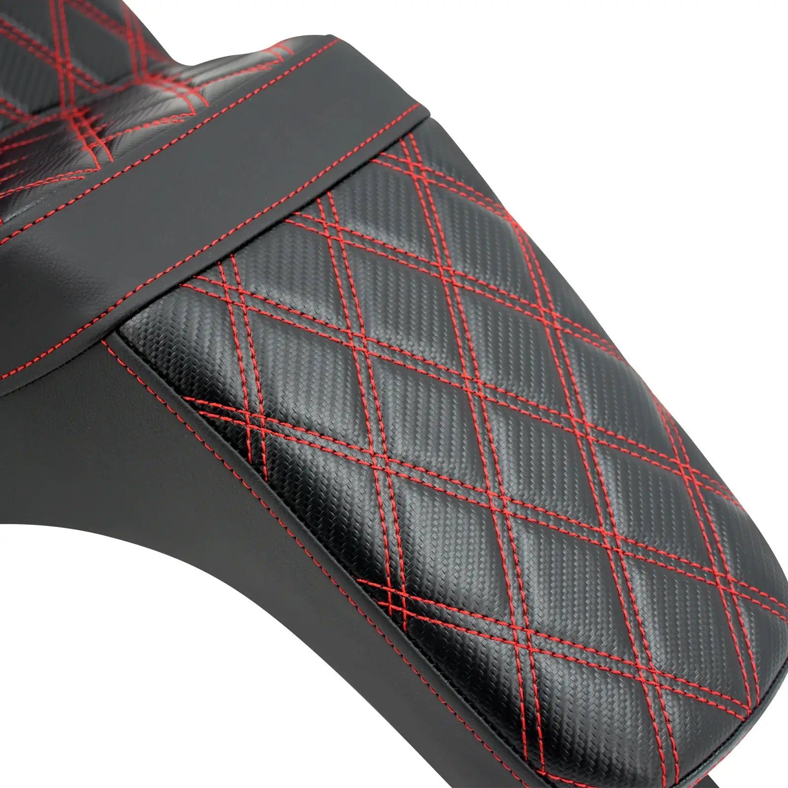 CB013404 mactions Rider Passenger Step Up Seat diamond red stitching