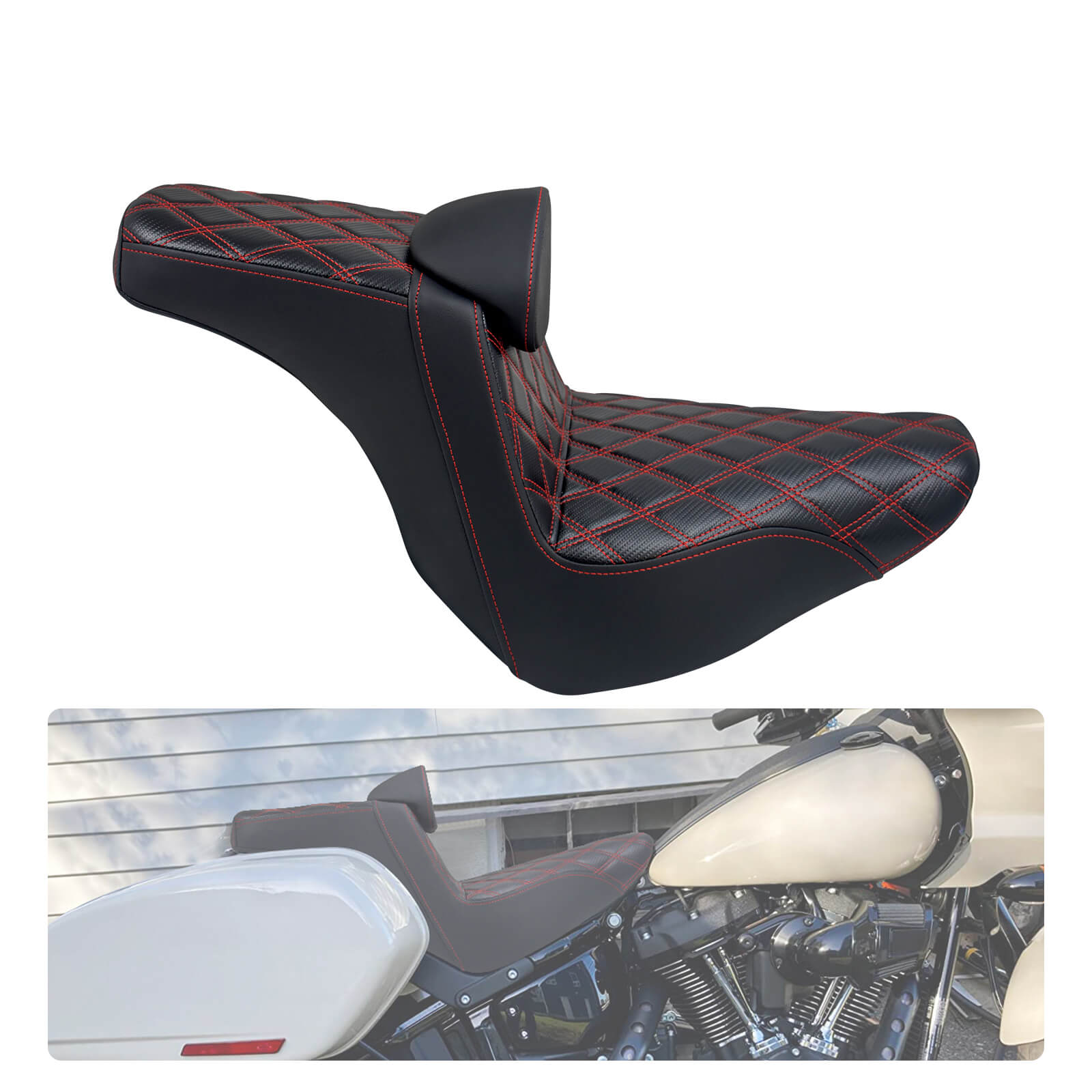 CB013410 mactions Rider Passenger Two-up Seat for Harley