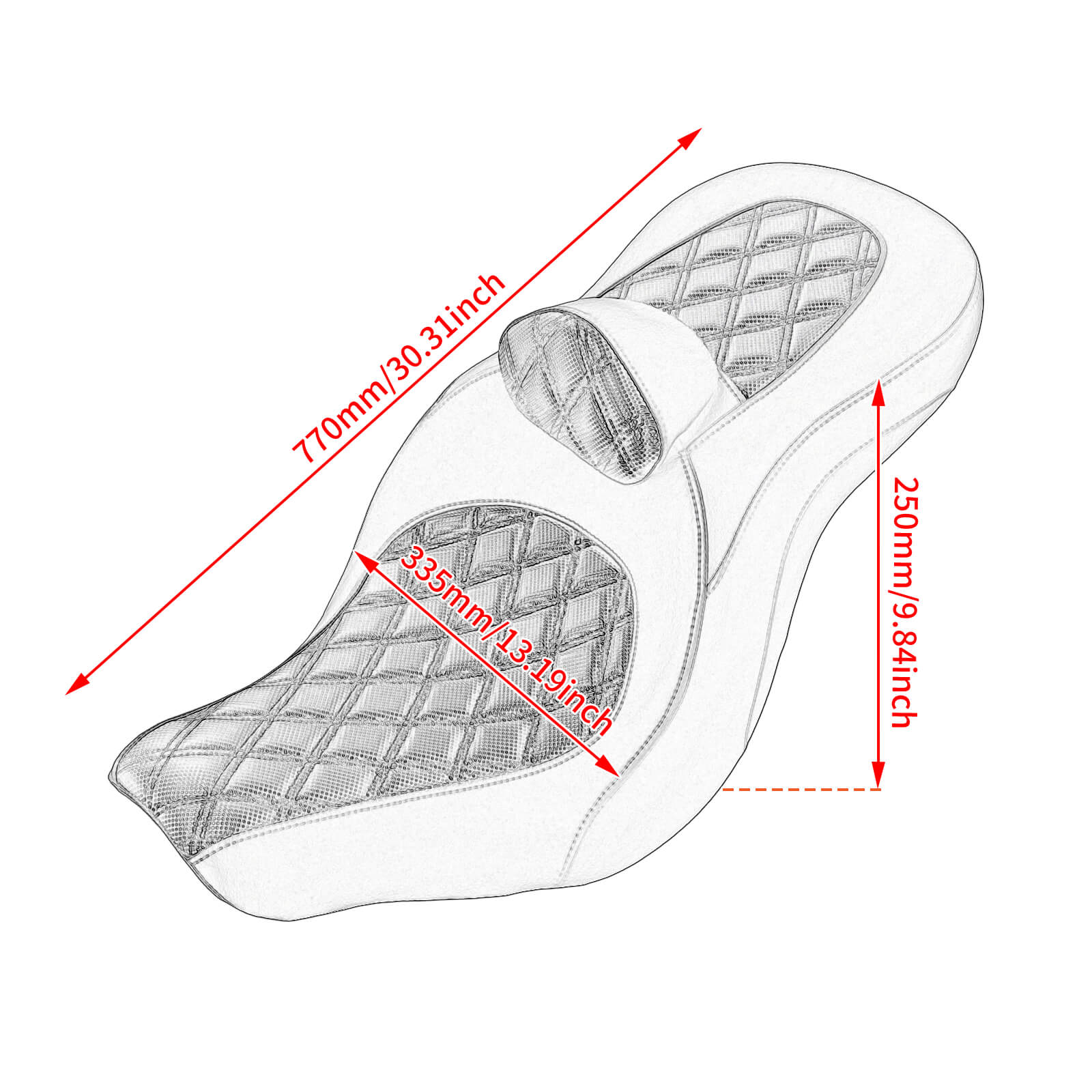 CB013502 mactions Rider Passenger Two Up Seat for harley softail low rider st - size