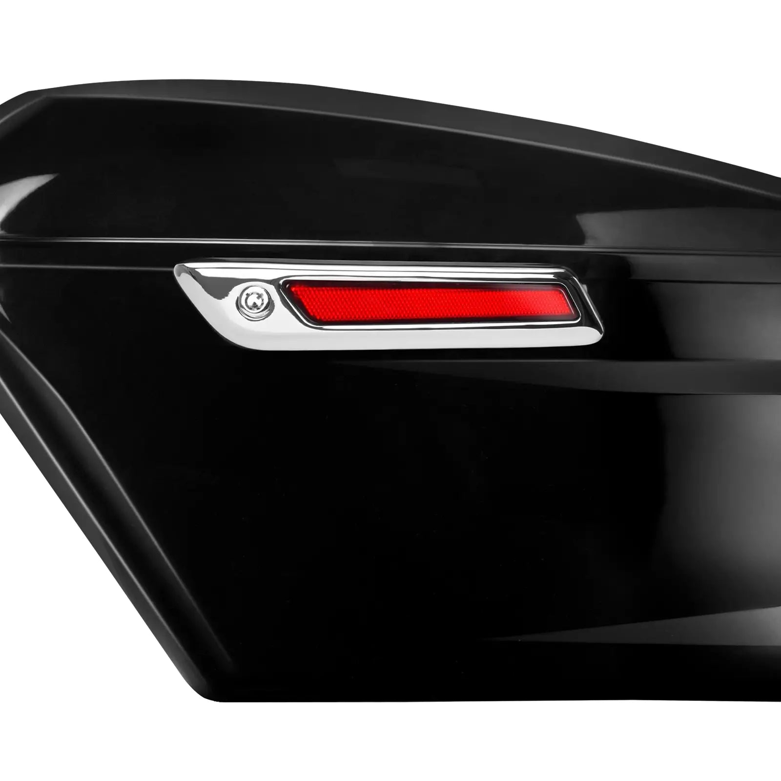 CB013603 Black motorcycle saddlebag with a red latch kit for harley vivd black
