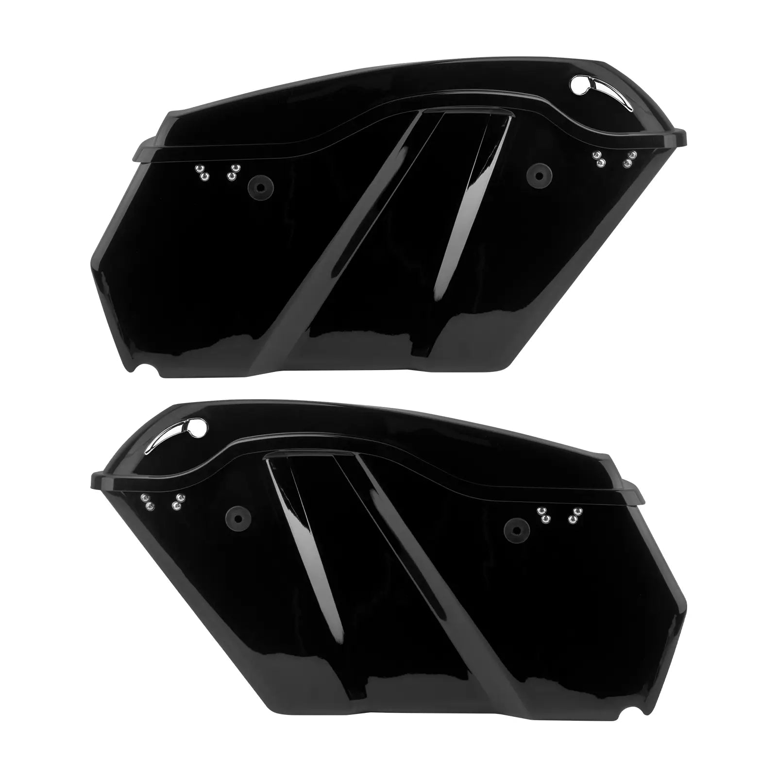 CB013603 mactions vivid Black motorcycle saddlebag with a red latch kit for harley touring