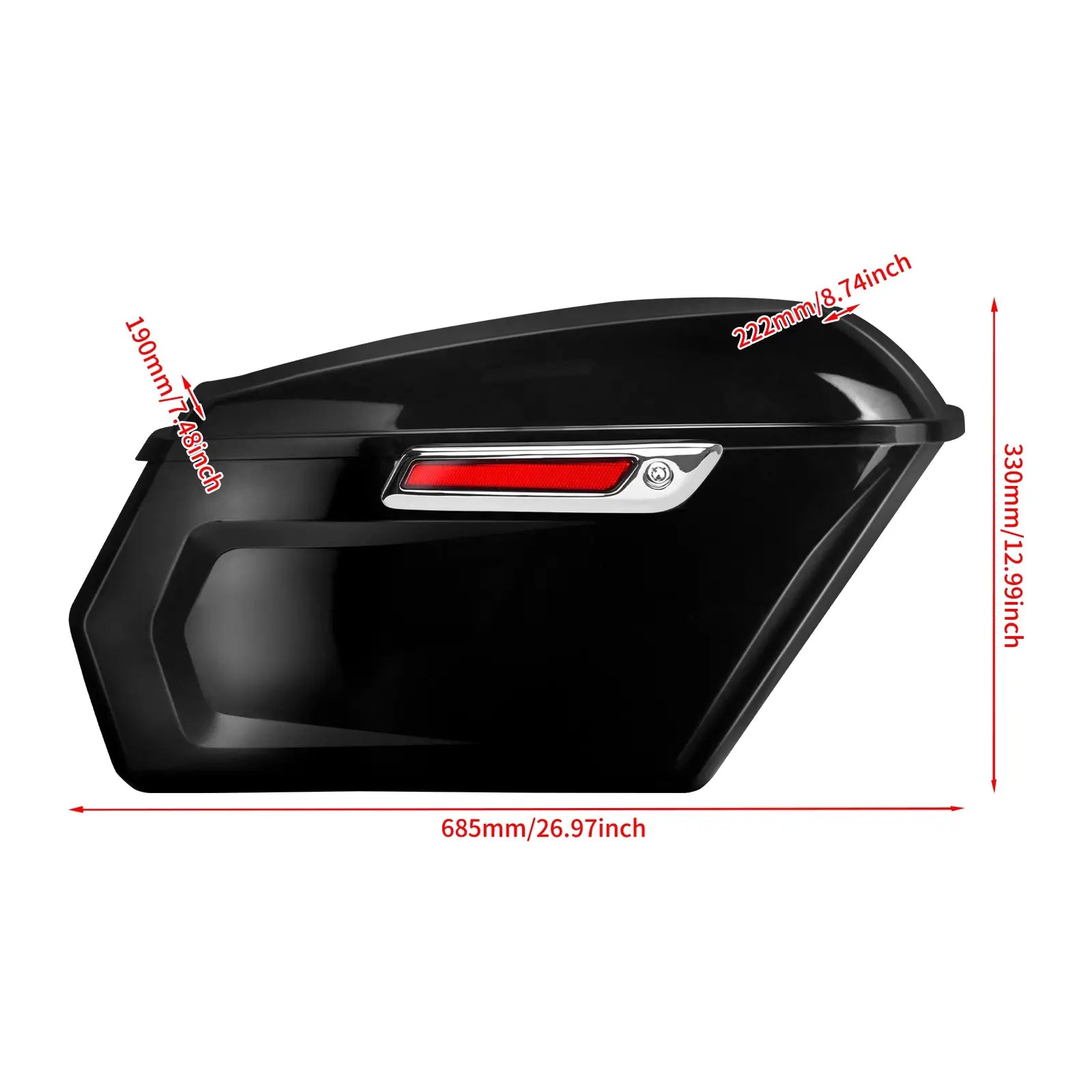 CB013603 mactions vivid Black motorcycle saddlebag with a red latch kit for harley touring size
