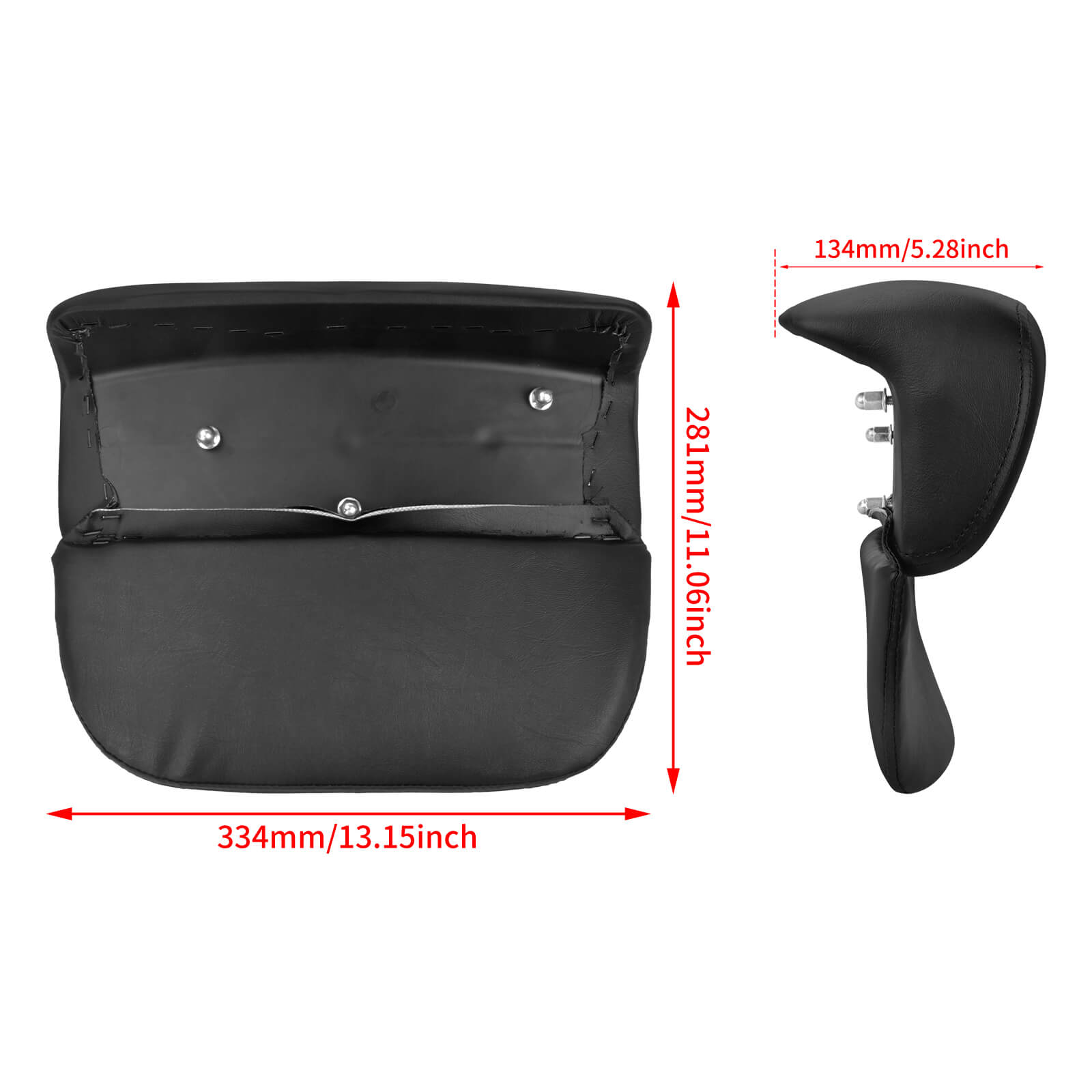 CB013701 Mactions Passenger Backrest Pad For Harley Touring Chopped Tour Pak '14-'25 Size