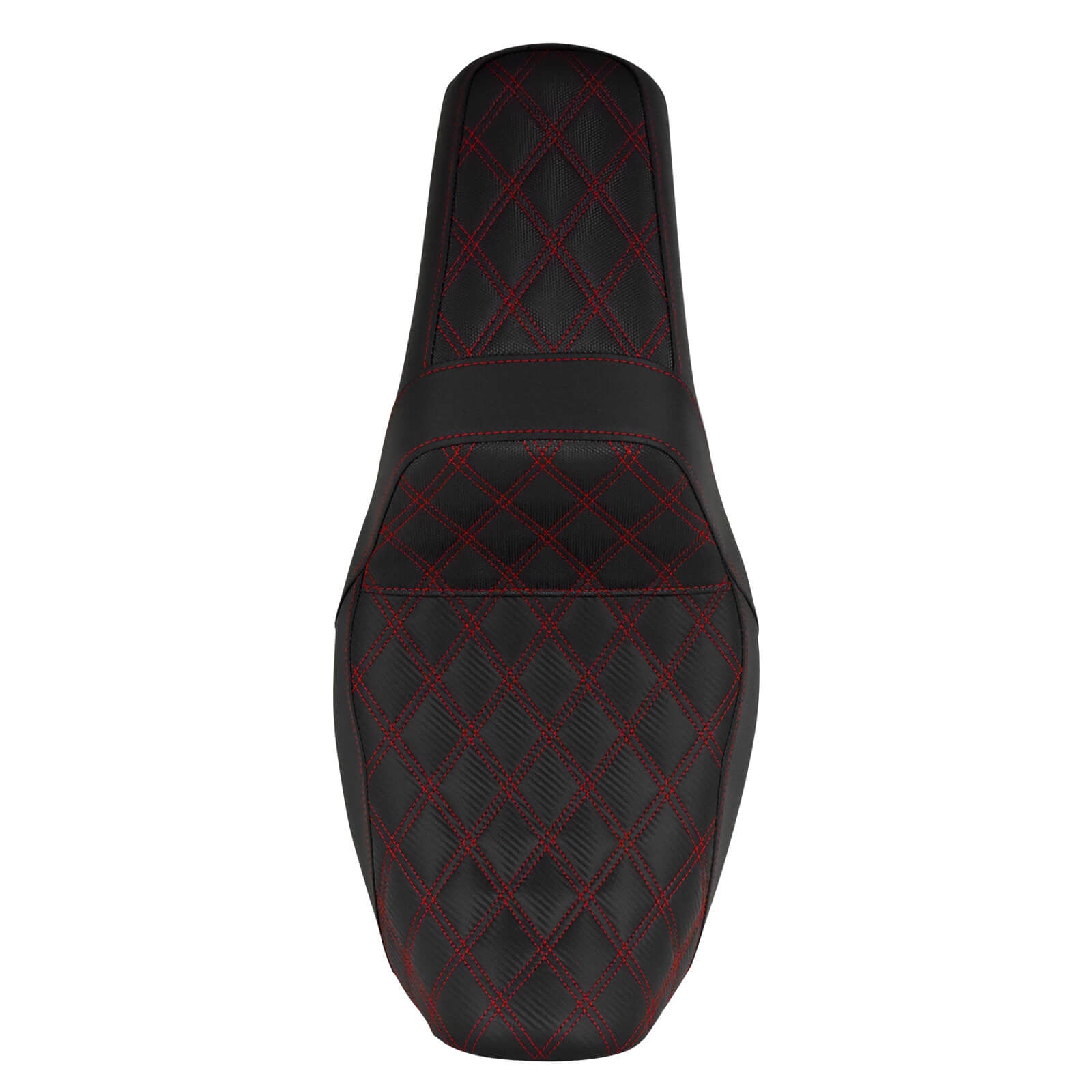 CB014503 mactions Two-Up Rider Passenger Seat Leather for Harley dyna - red stitching