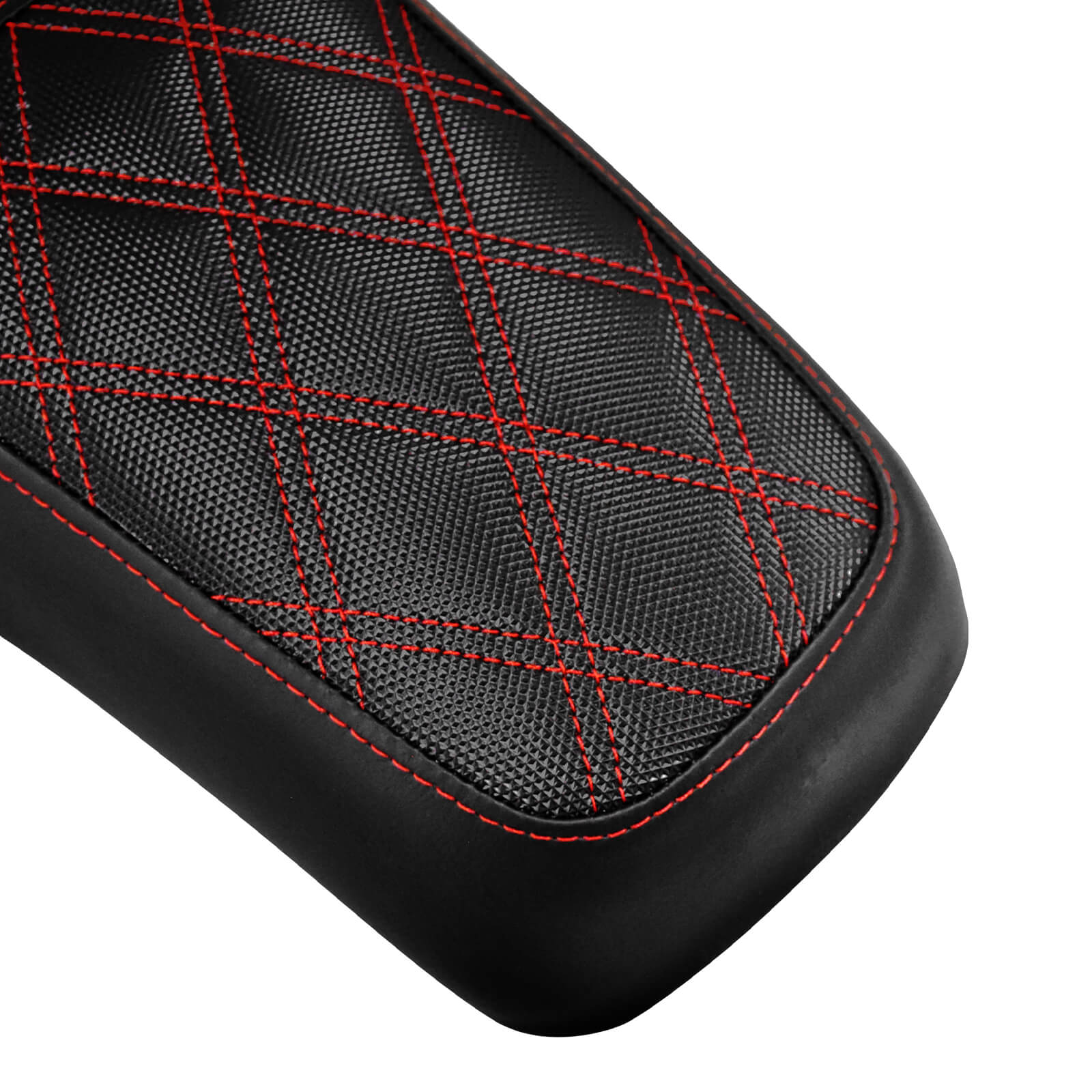 CB014503 mactions Two-Up Rider Passenger Seat for Harley dyna - red stitching