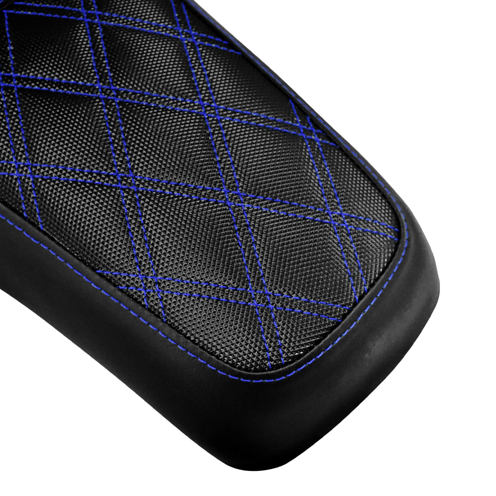 CB014504 mactions Two-Up Rider Passenger Seat Blue Stitching for Harley dyna