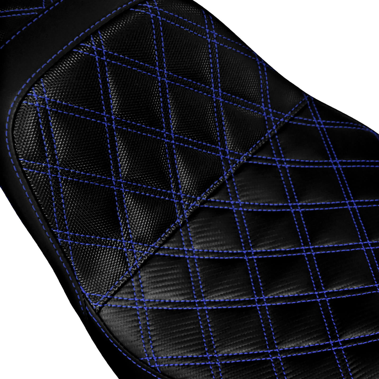 CB014504 mactions Two-Up Rider Passenger Seat Blue Stitching for Harley dyna 2016 - details