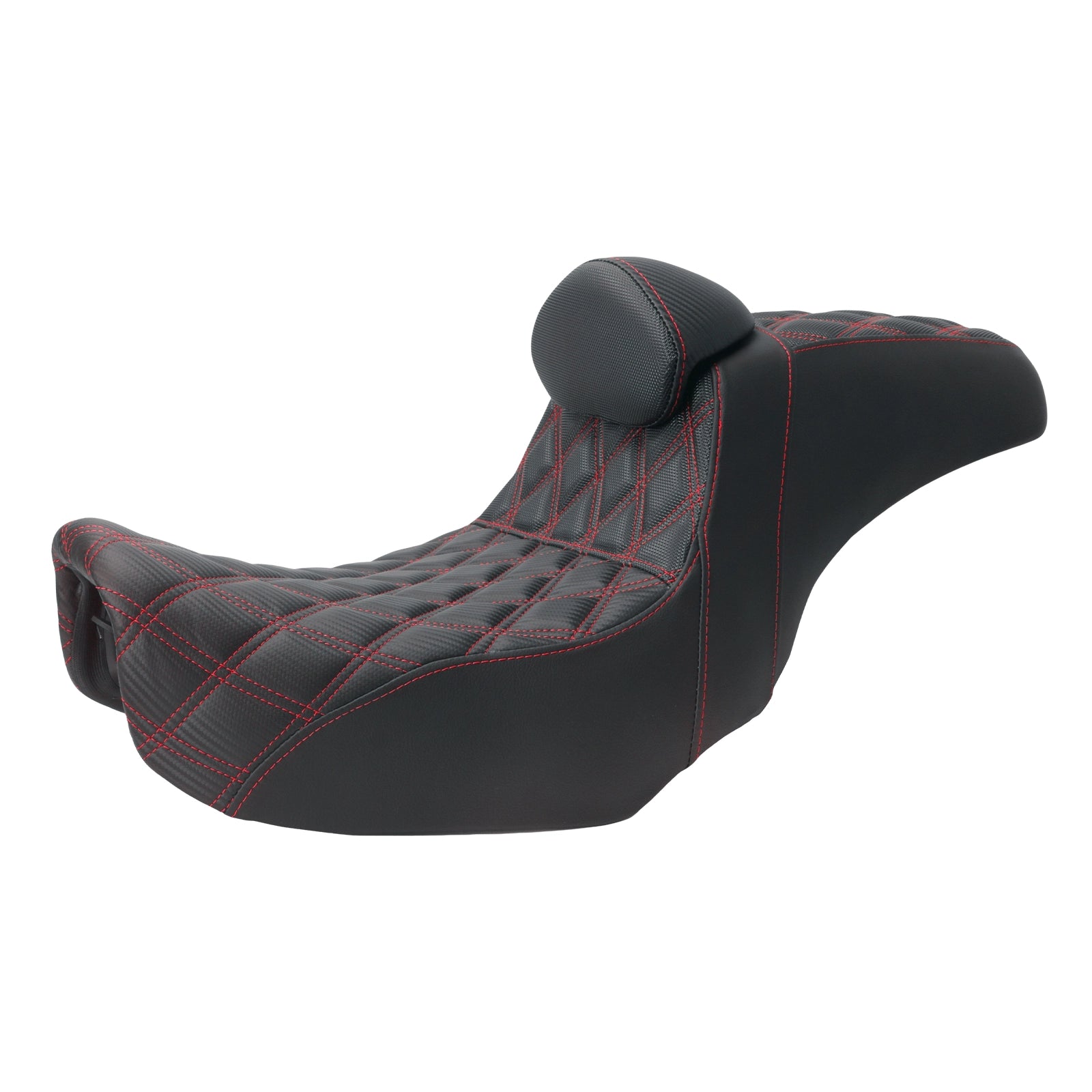 CB014506 Red Stitch Two-Up Rider & Passenger Seat with Backrest