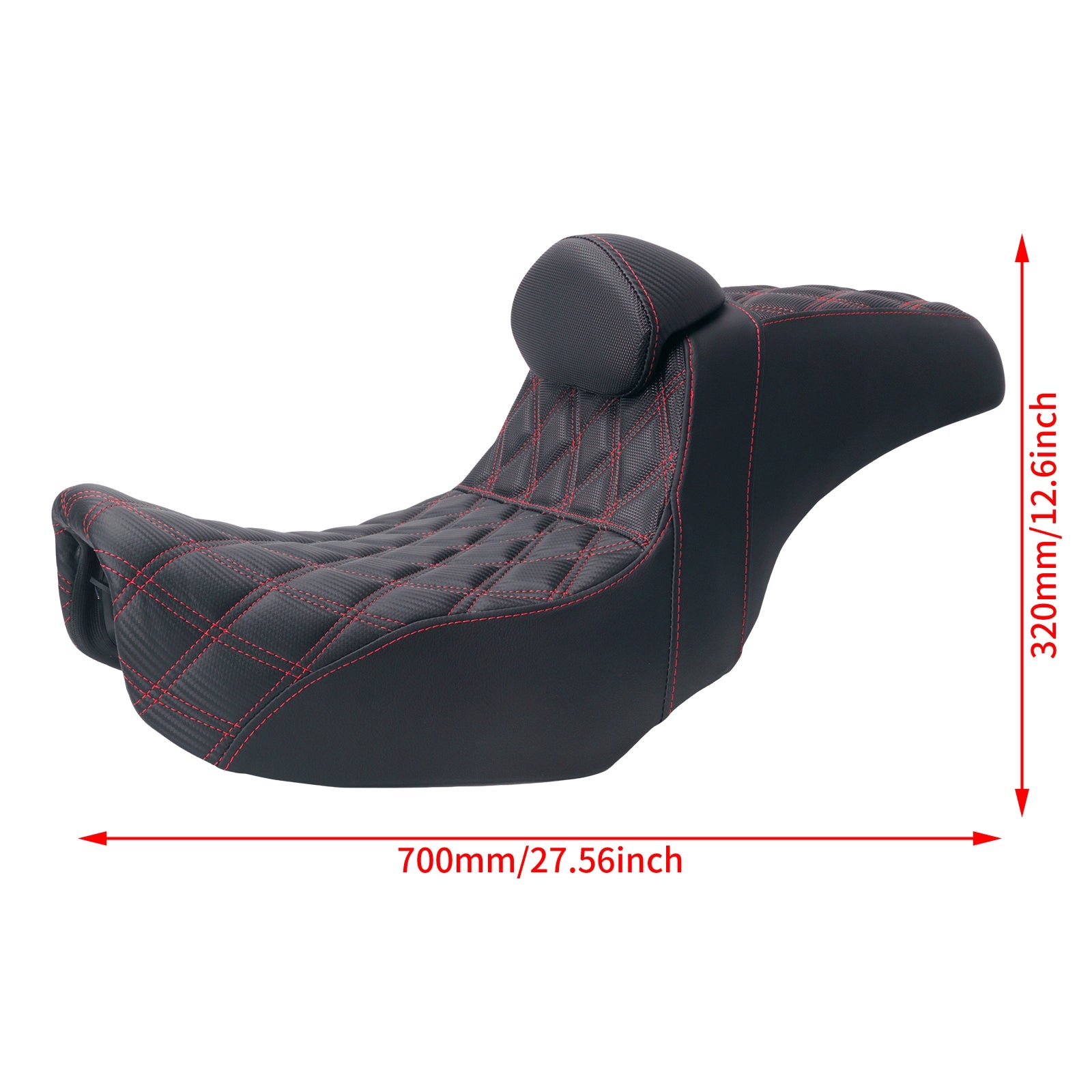 CB014506 mactions Red Stitch Two-Up Rider & Passenger Seat with Backrest size