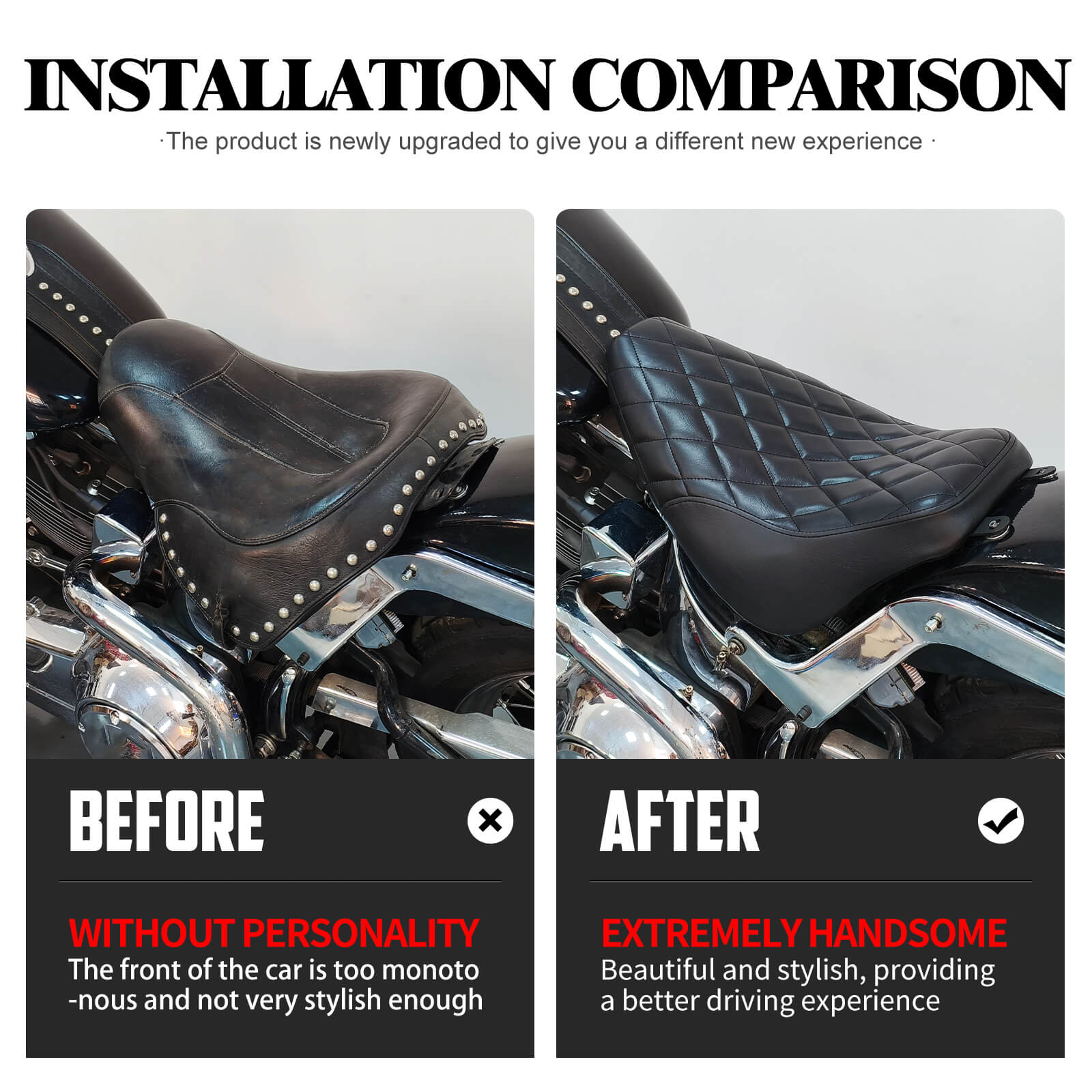 CB014802 mactions low profile rider solo seat for harley heritage black stitching
