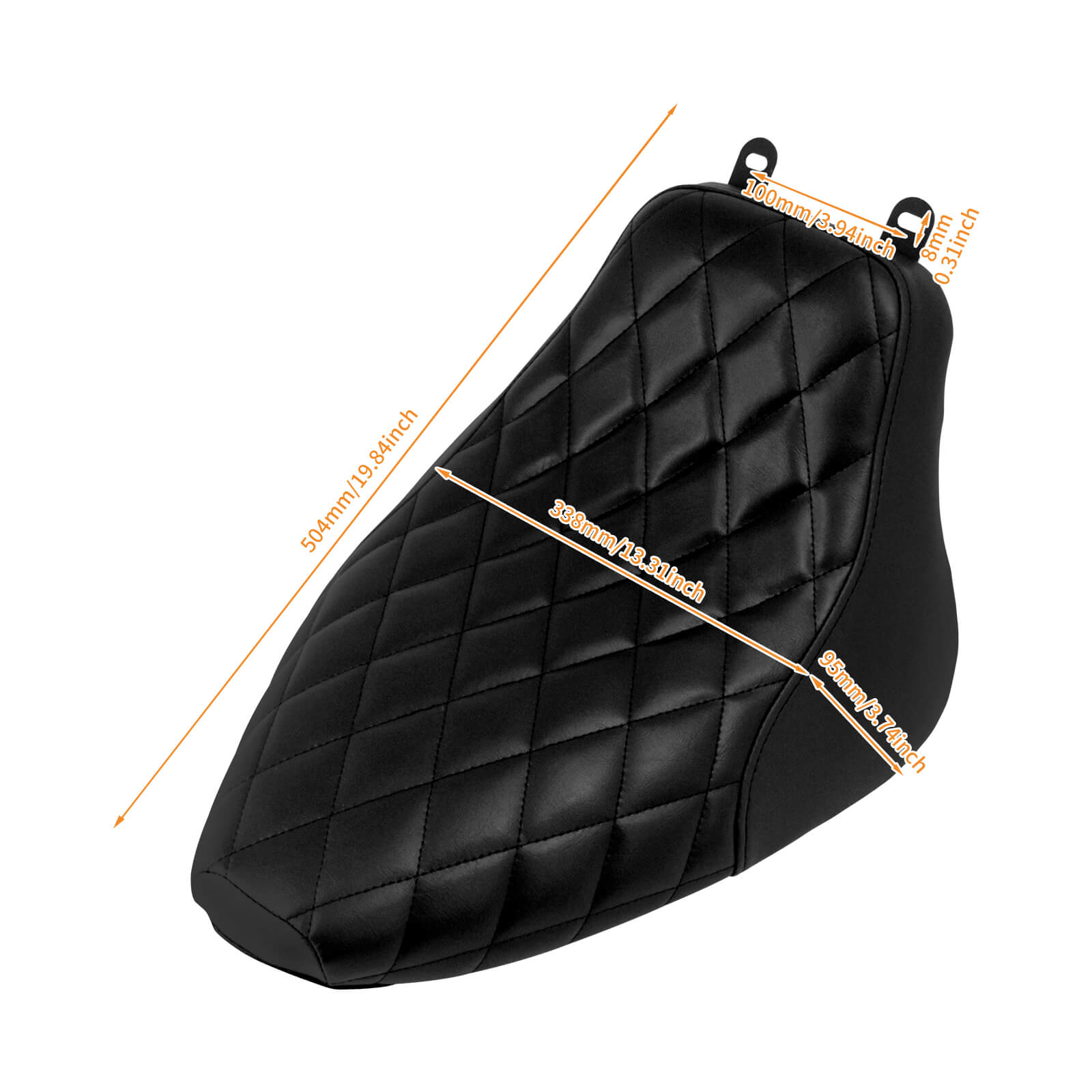 CB014802 mactions low profile rider solo seat for harley heritage black stitching size