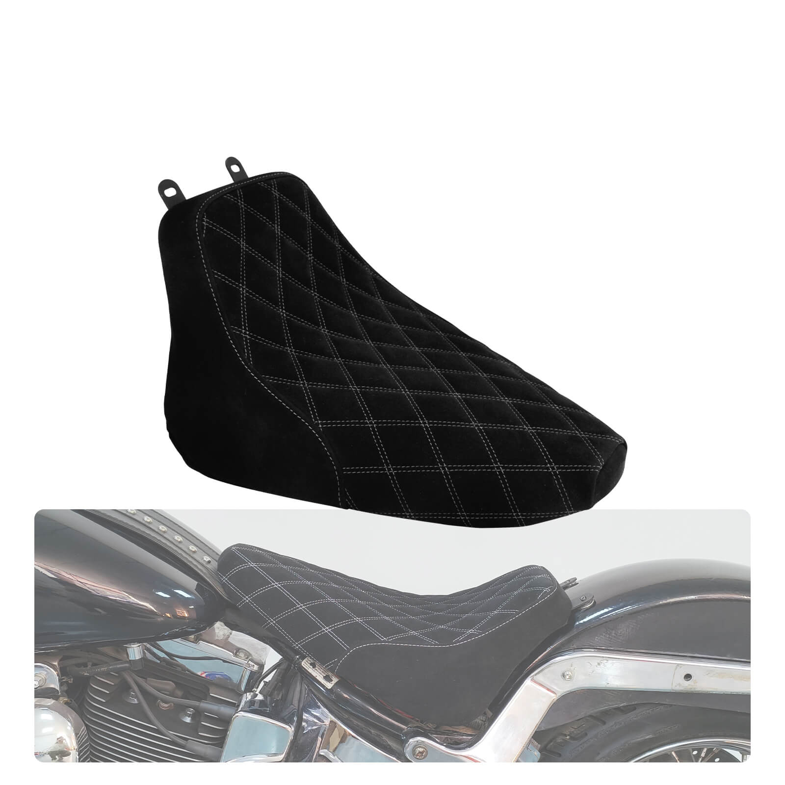 Low Profile Rider Solo Seat Diamond For Harley Softail Deluxe Heritage Classic '06-'17 | Mactions