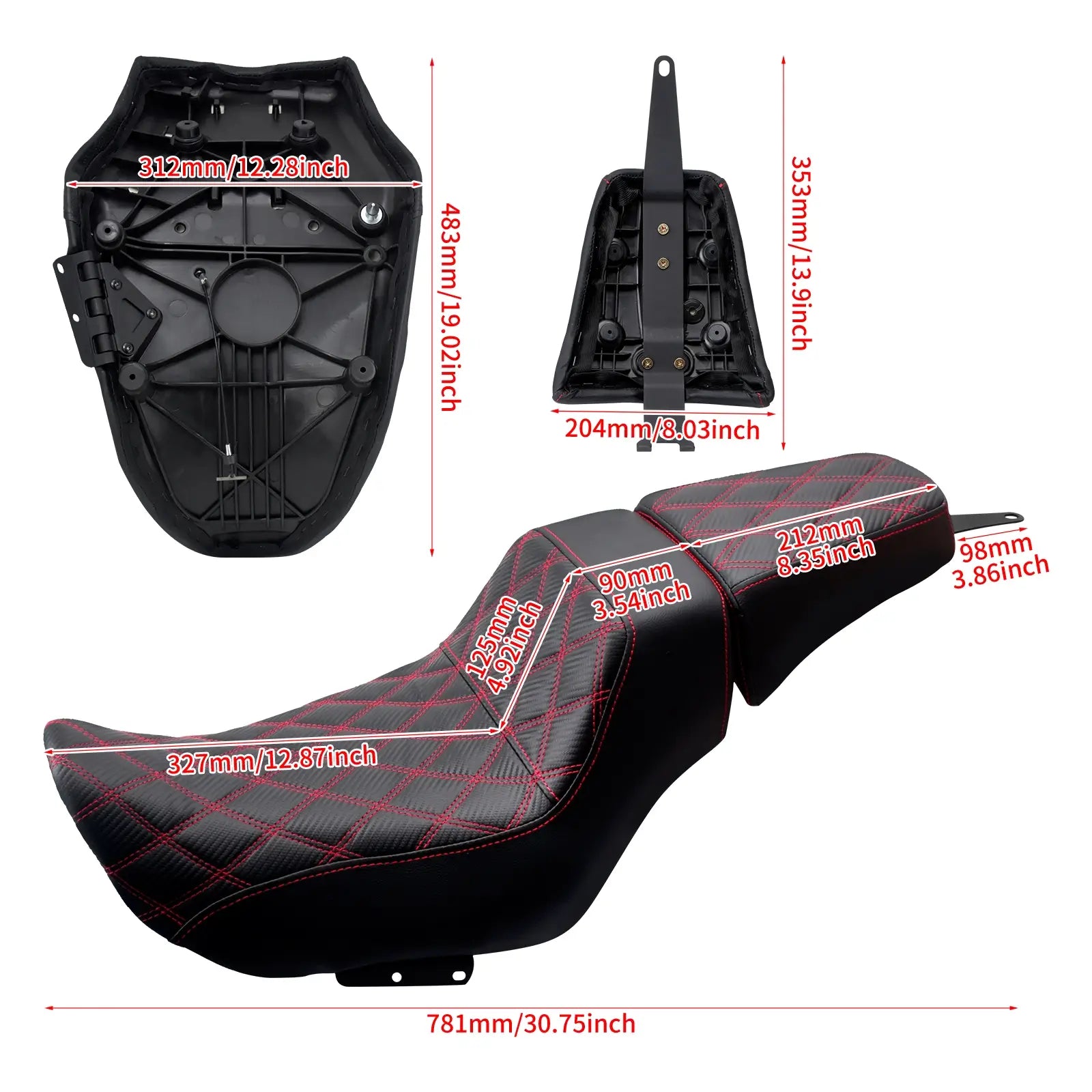 CB015203 MACTIONS Two Up Seat For Harley Nightster RH975 size