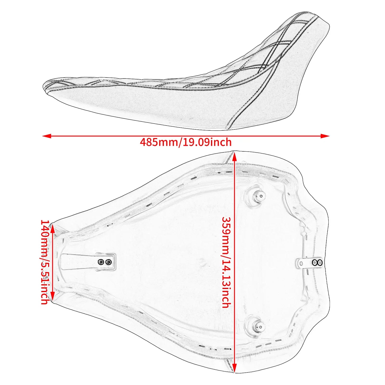 CB015501 MACTIONS Diamond Solo Seat For Harley Softail size