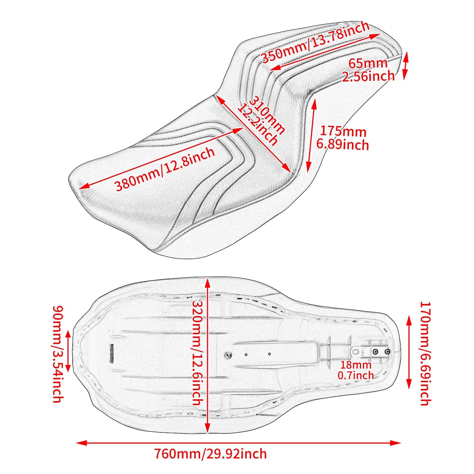 CB015602 mactions rider passenger seat for harley oranger stitching size