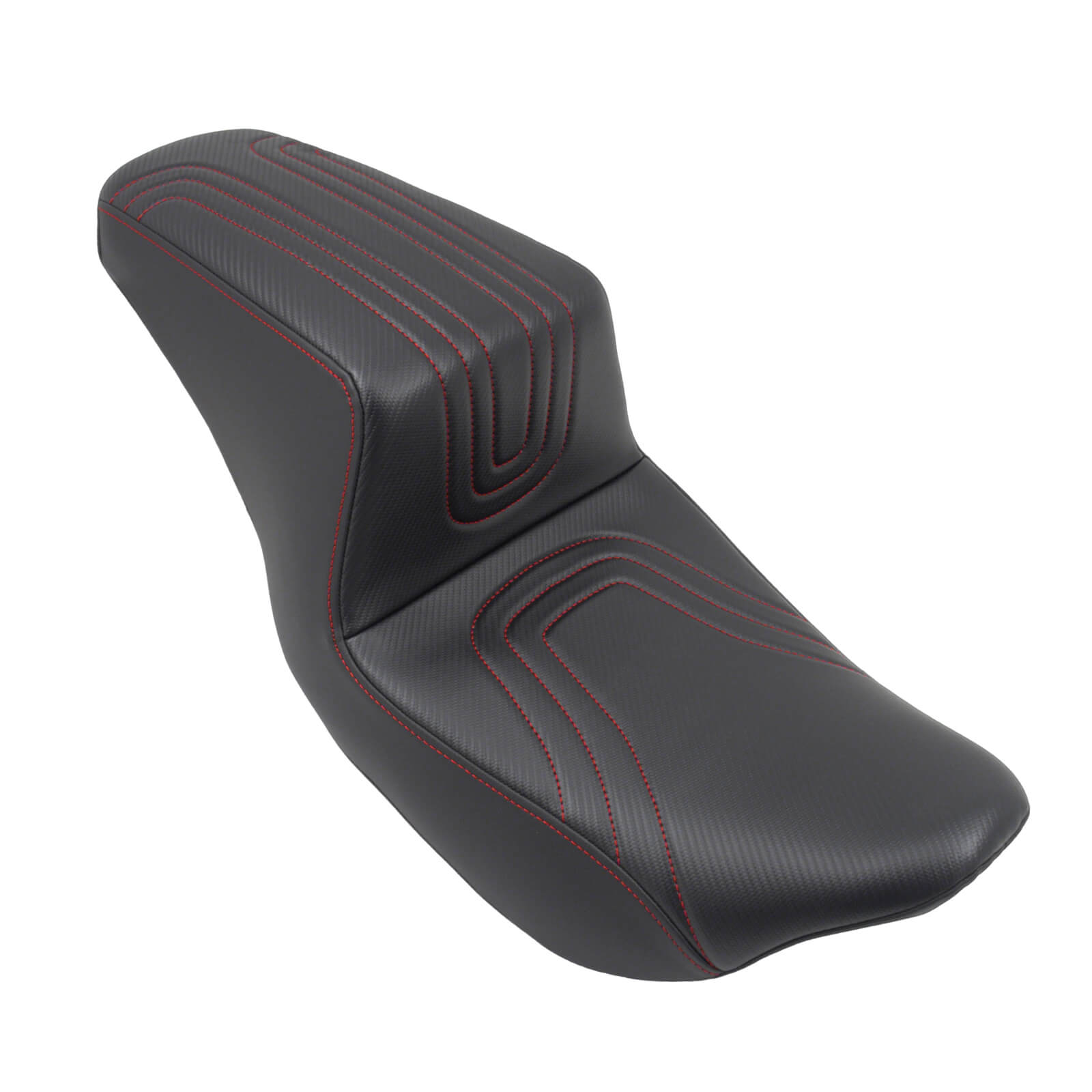 CB015603 mactions Rider Passenger Step-Up Seat For Harley red stitching black