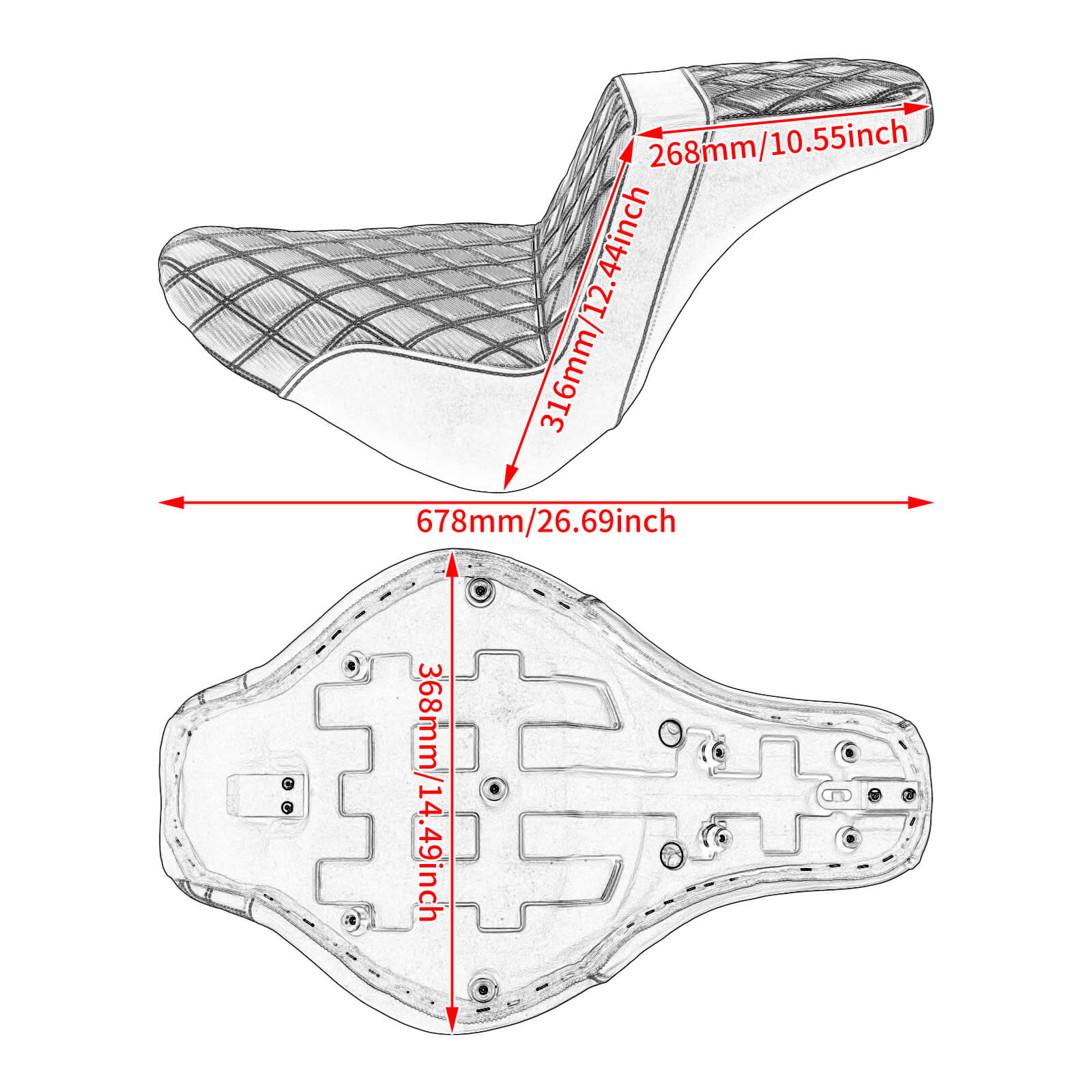 CB016901 mactions Performance Step-Up Seat Lattice Stitch Fit '18-'25 Fat Boy & '23-'25 Breakout - size