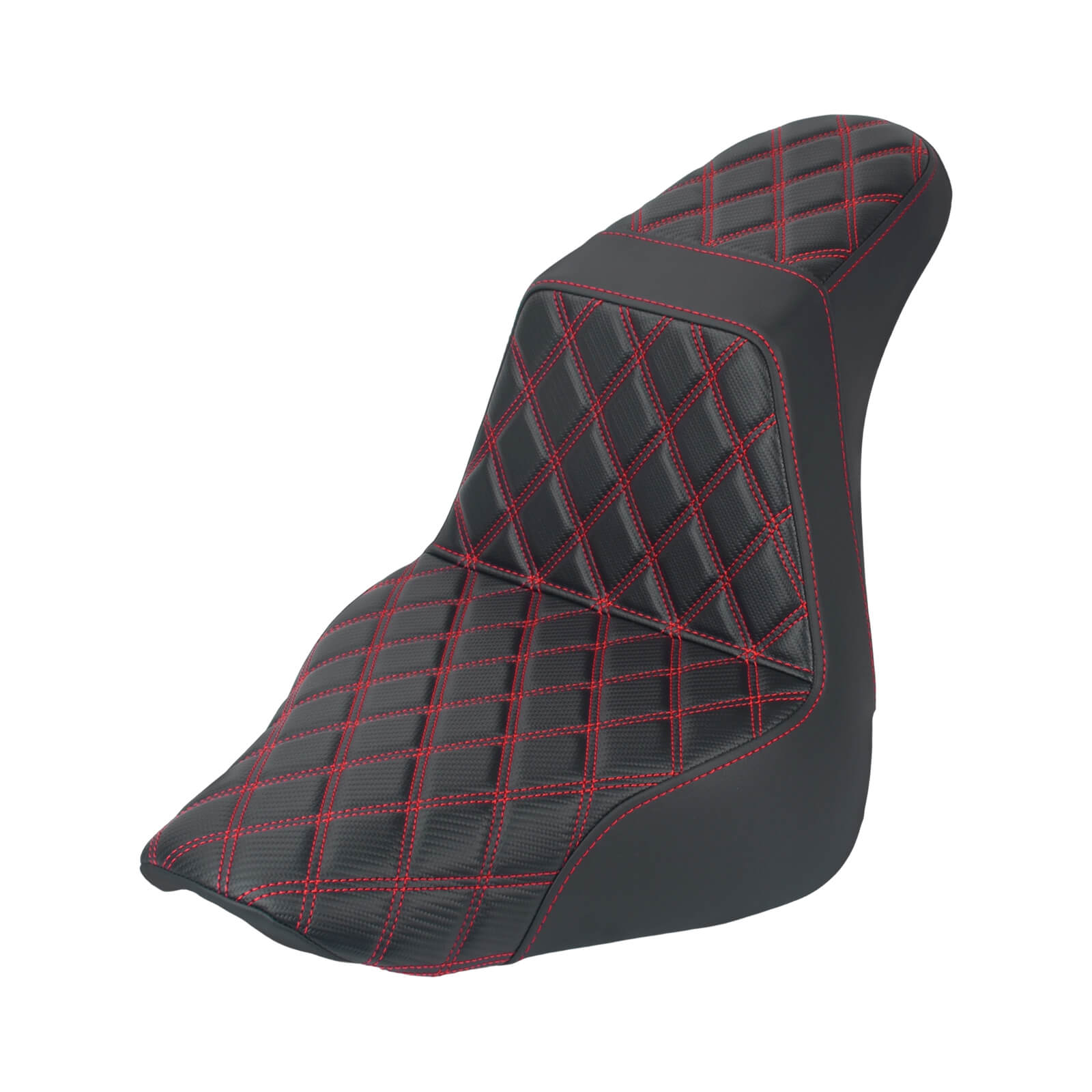 CB016903 mactions Performance Step-Up Seat Lattice Stitch Fit harley '18-'25 Fat Boy & '23-'25 Breakout - red sitiching