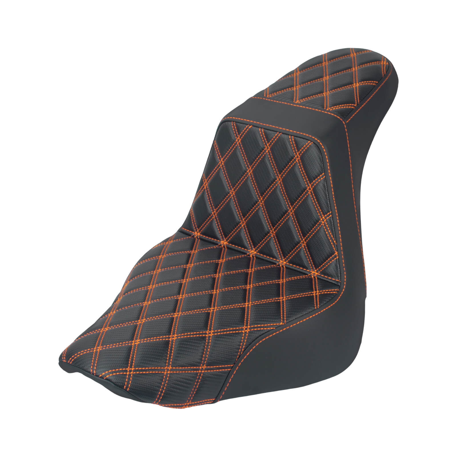 CB016904 mactions Performance Step-Up Seat Lattice Stitch Fit harley '18-'25 Fat Boy & '23-'25 Breakout - orangestitcing